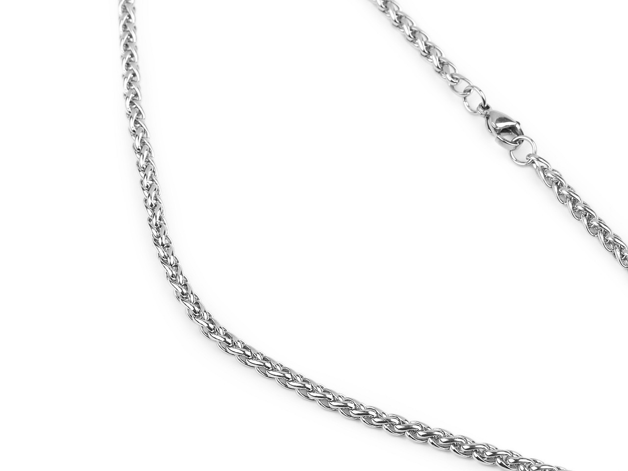 Řetízek / řetěz z nerezové oceli silnější, kulatý, unisex, barva 2 (4 mm) platina