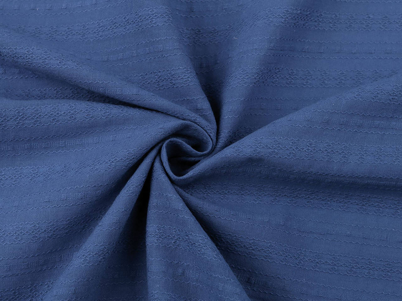 Bavlněná látka / plátno s krajkovým efektem, barva 9 modrá