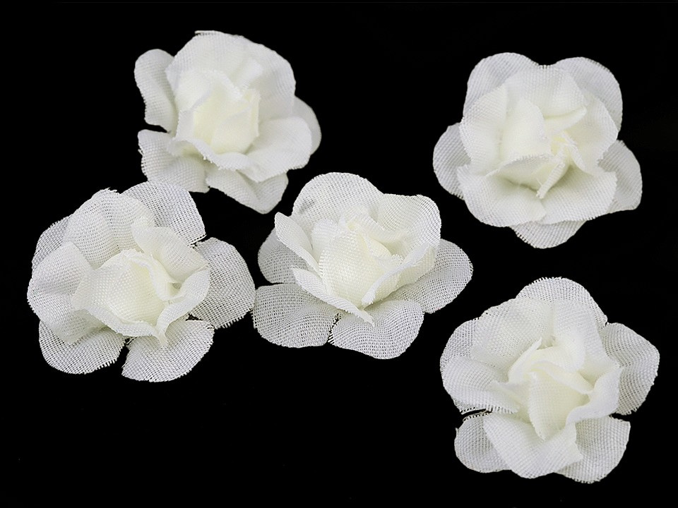 Umělý květ růže Ø2,8 cm, barva 2 krémová nejsvět.