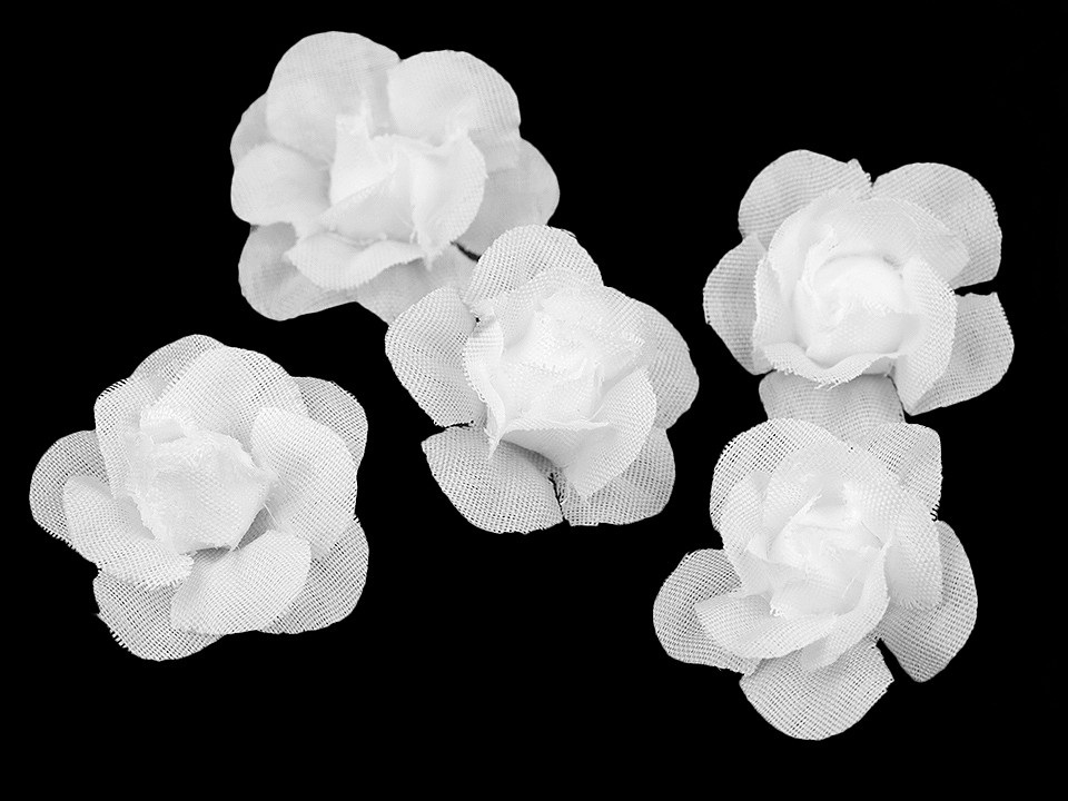 Umělý květ růže Ø2,8 cm, barva 1 bílá