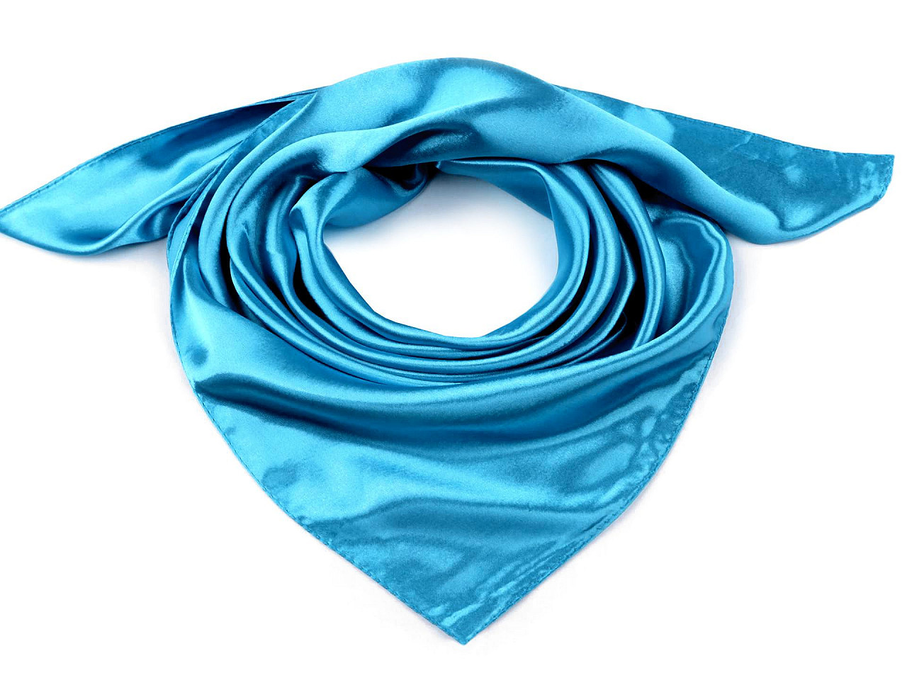 Saténový šátek jednobarevný 60x60 cm, barva 5 modrá azuro