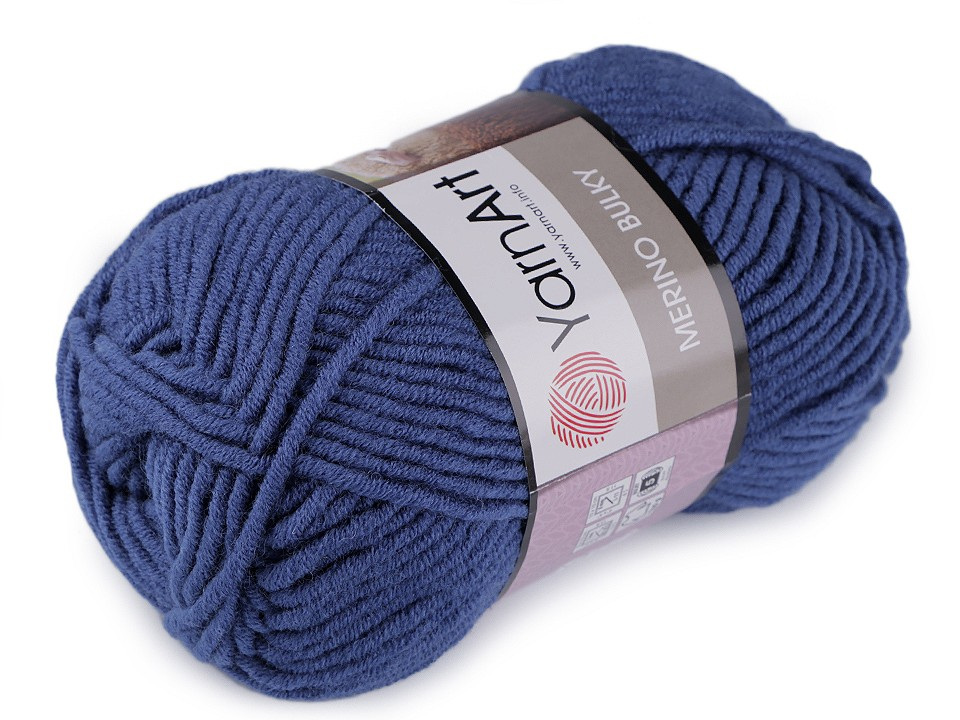 Pletací příze Merino bulky 100 g, barva 17 (551) modrá