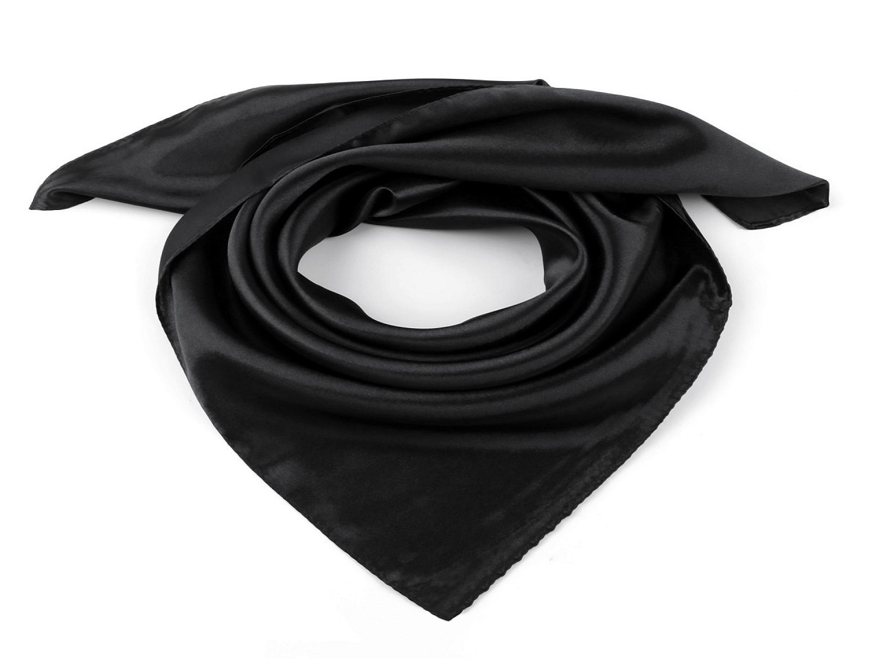 Saténový šátek jednobarevný 60x60 cm, barva 10 černá