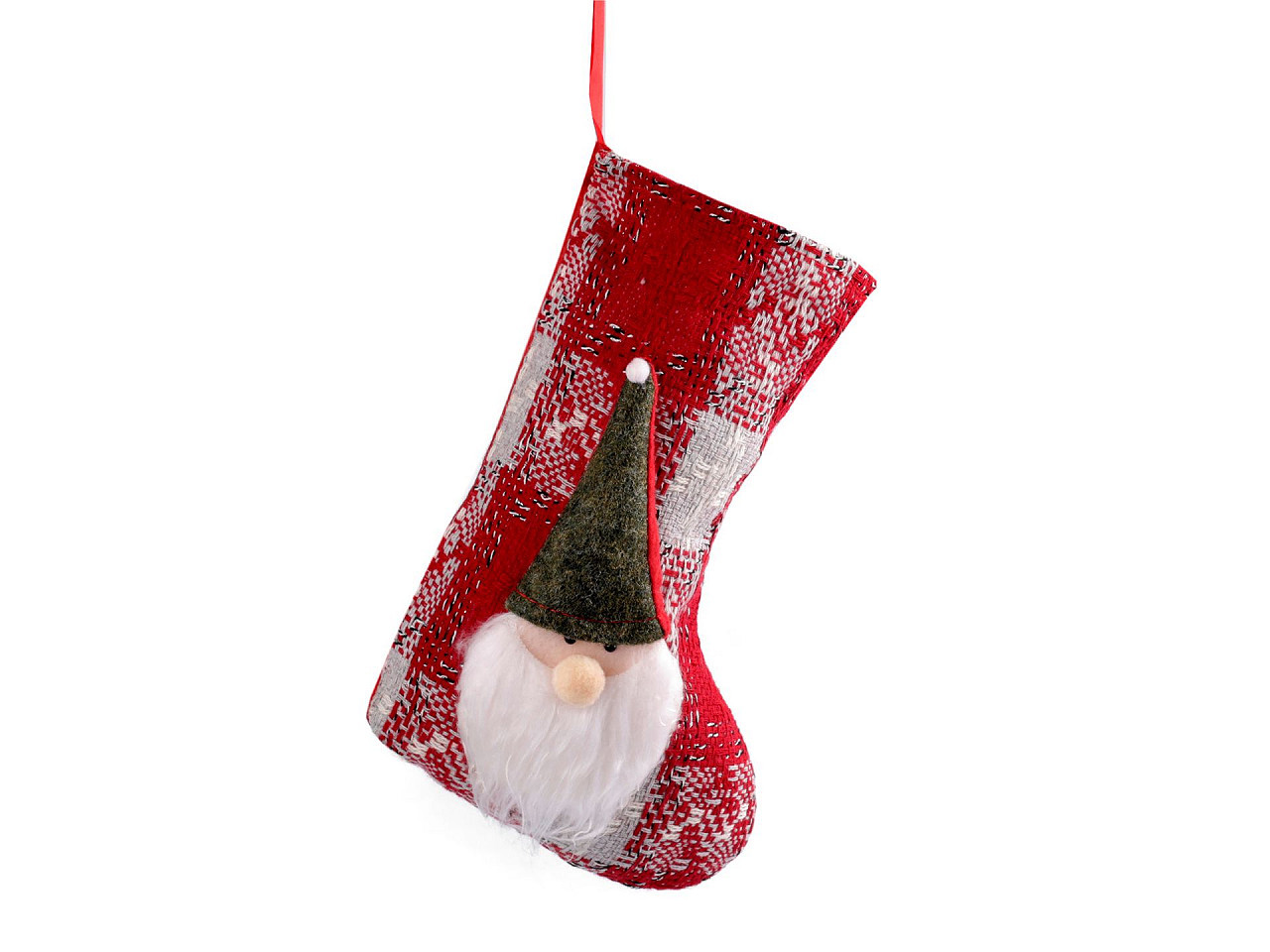 Mikulášská / vánoční punčocha 18x29 cm, barva 2 červená zelená tmavá