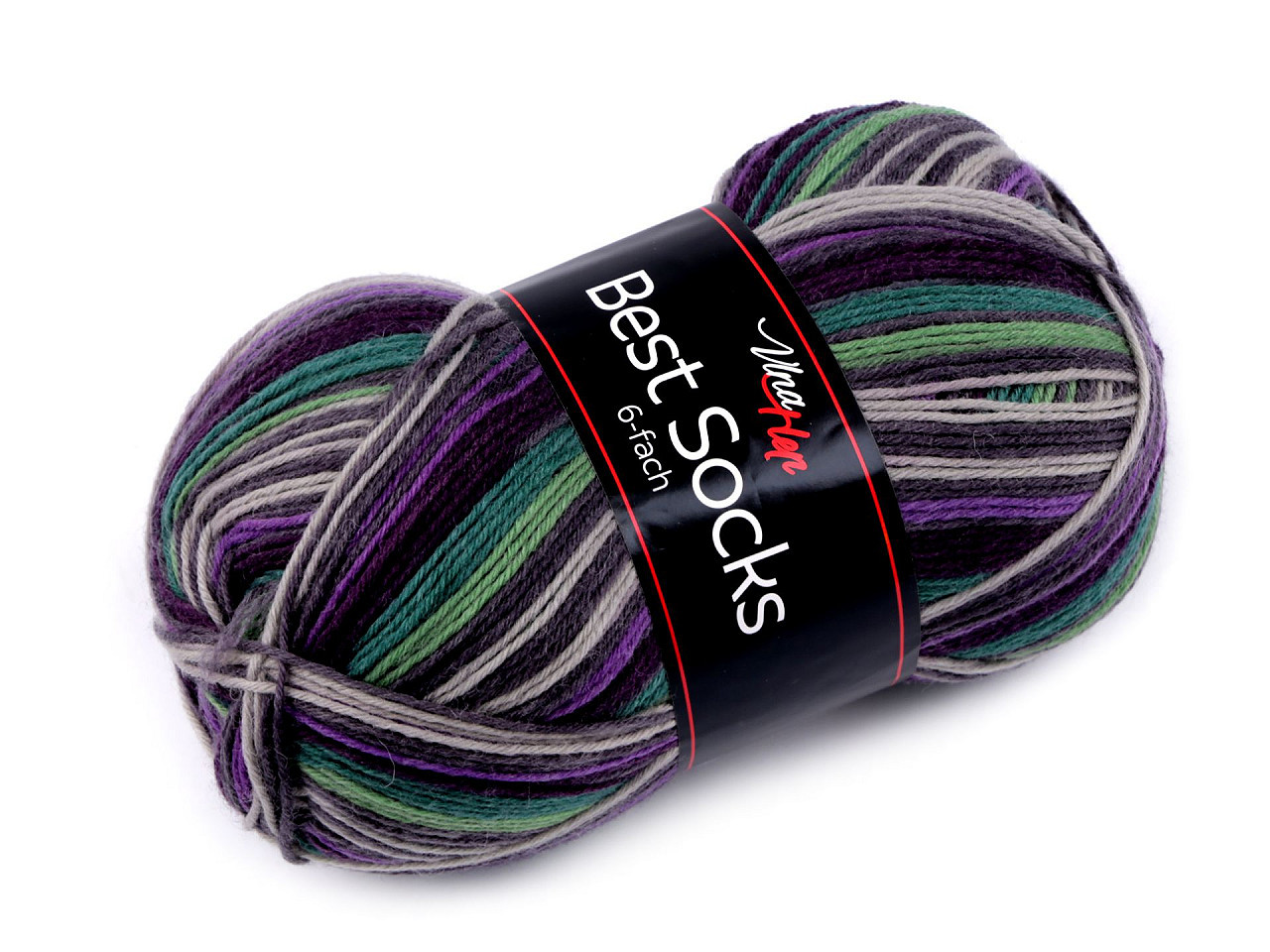 Pletací příze Best socks 150 g, barva 5 (7364) fialová tmavá šedá