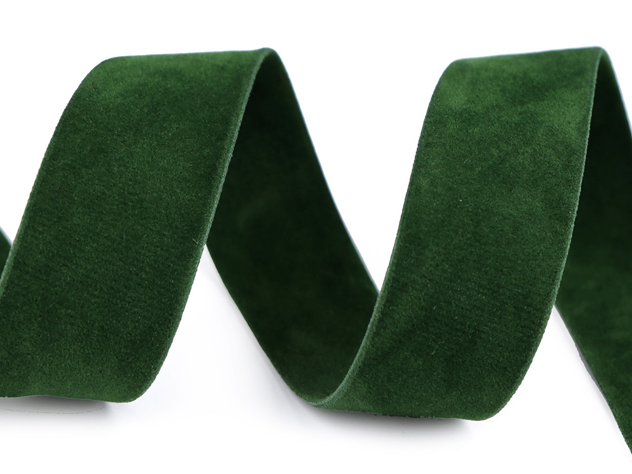 Semišová stuha velvet oboustranná šíře 25 mm, barva 73 zelená