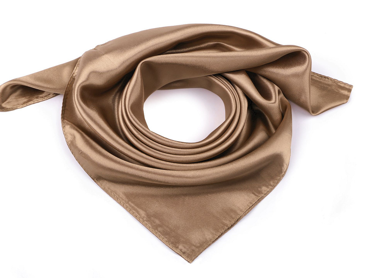 Saténový šátek jednobarevný 60x60 cm, barva 9 béžová tm.