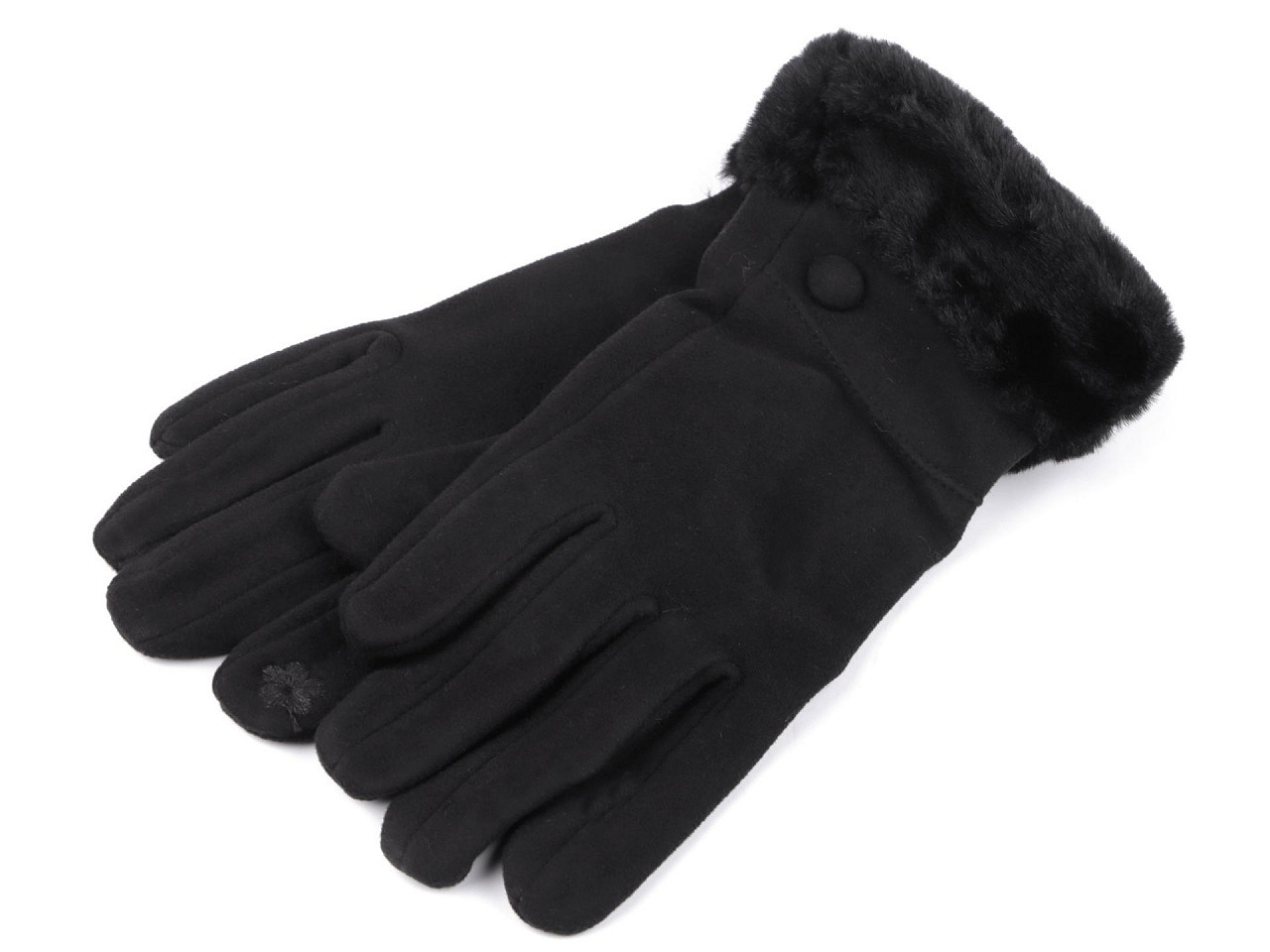 Dámské rukavice s kožešinou, dotykové, barva 2 černá