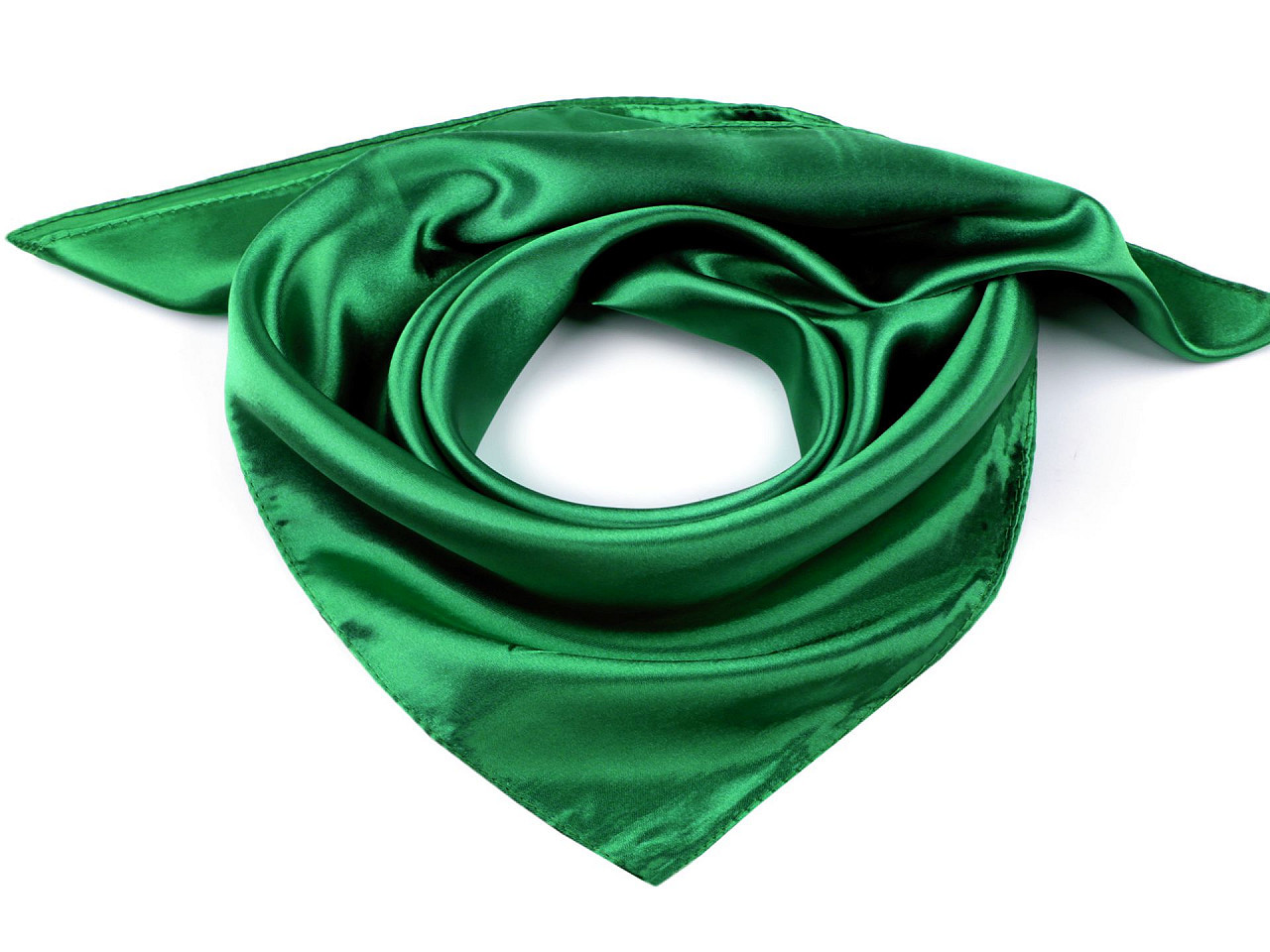 Saténový šátek jednobarevný 60x60 cm, barva 7 zelená irská