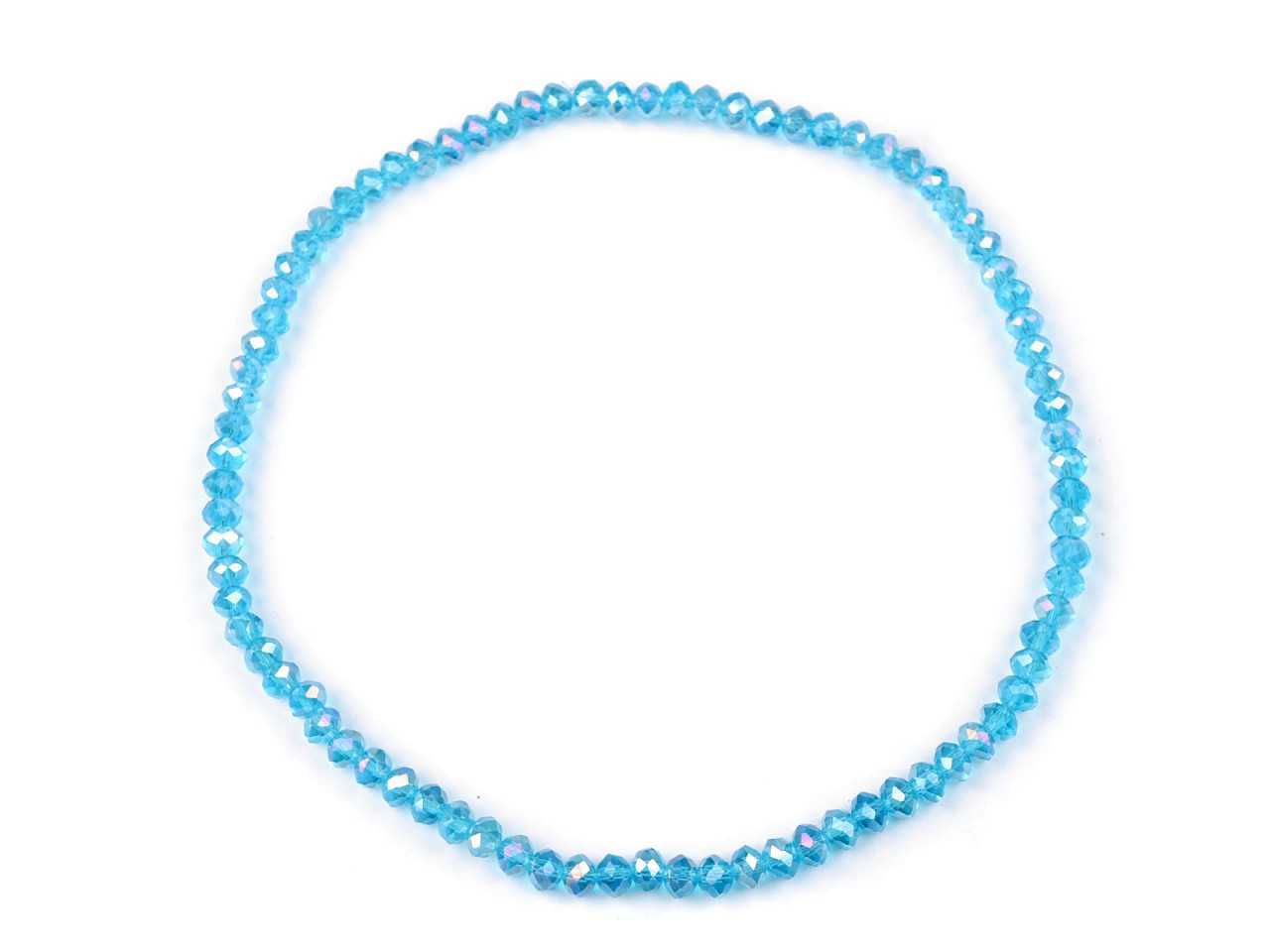 Náhrdelník pružný z broušených skleněných korálků, barva 4 modrá azuro