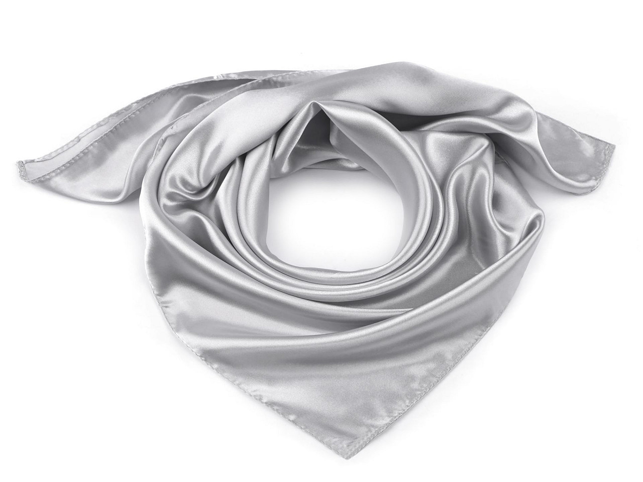 Saténový šátek jednobarevný 60x60 cm, barva 8 šedá