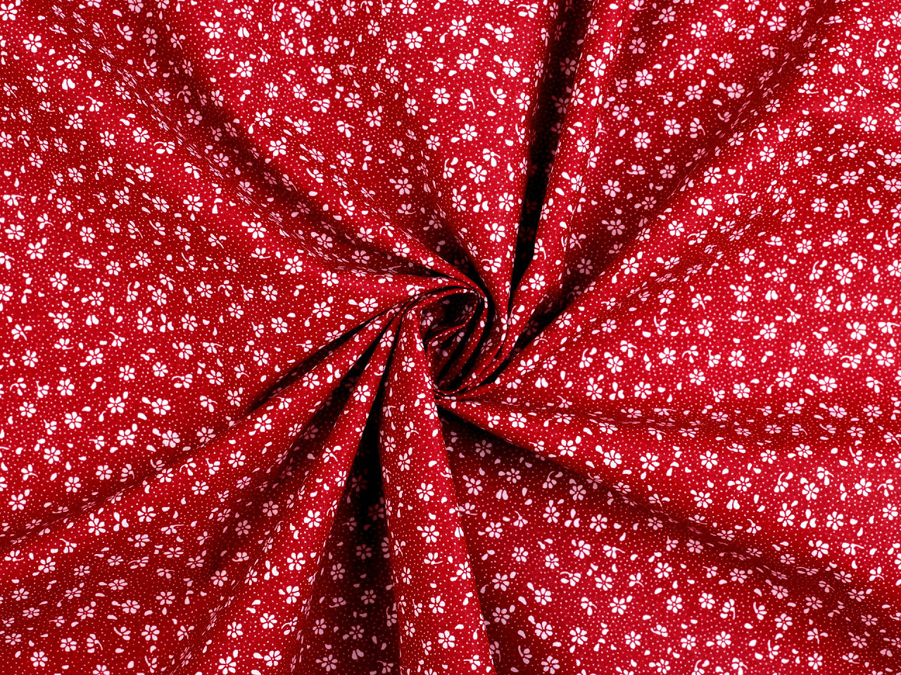 Bavlněná látka / plátno drobné květy, barva 3 (22370-2) červená bílá