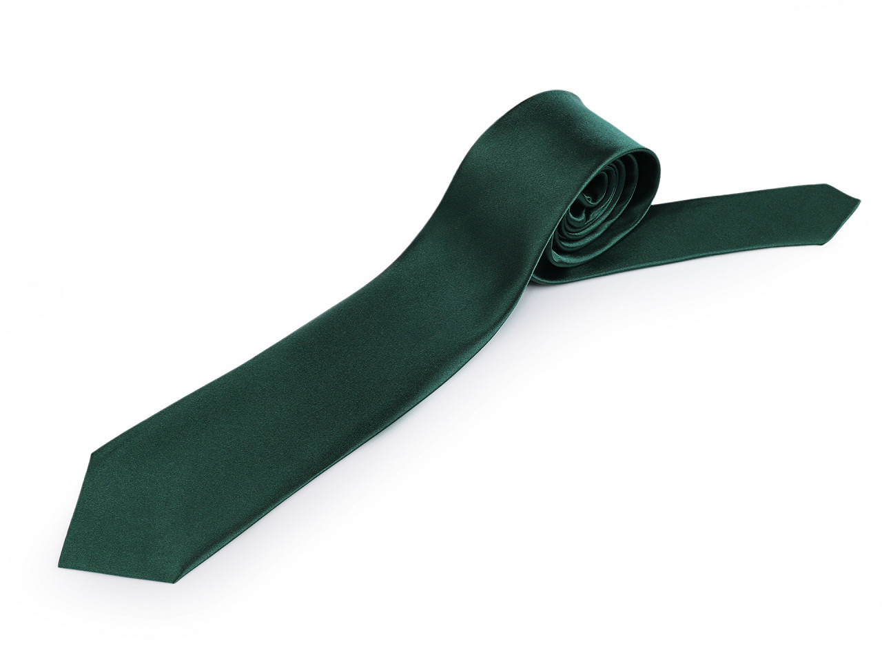 Saténová kravata jednobarevná, barva 2 zelená tmavá
