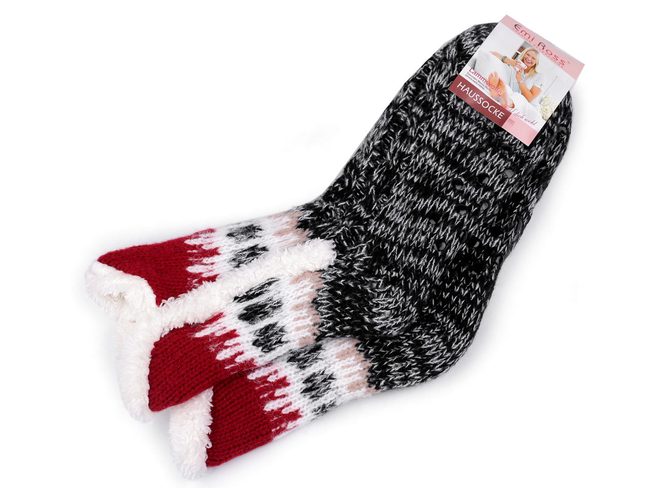 Ponožky zimní s kožíškem a protiskluzem Emi Ross, barva 23 (39-42) černá