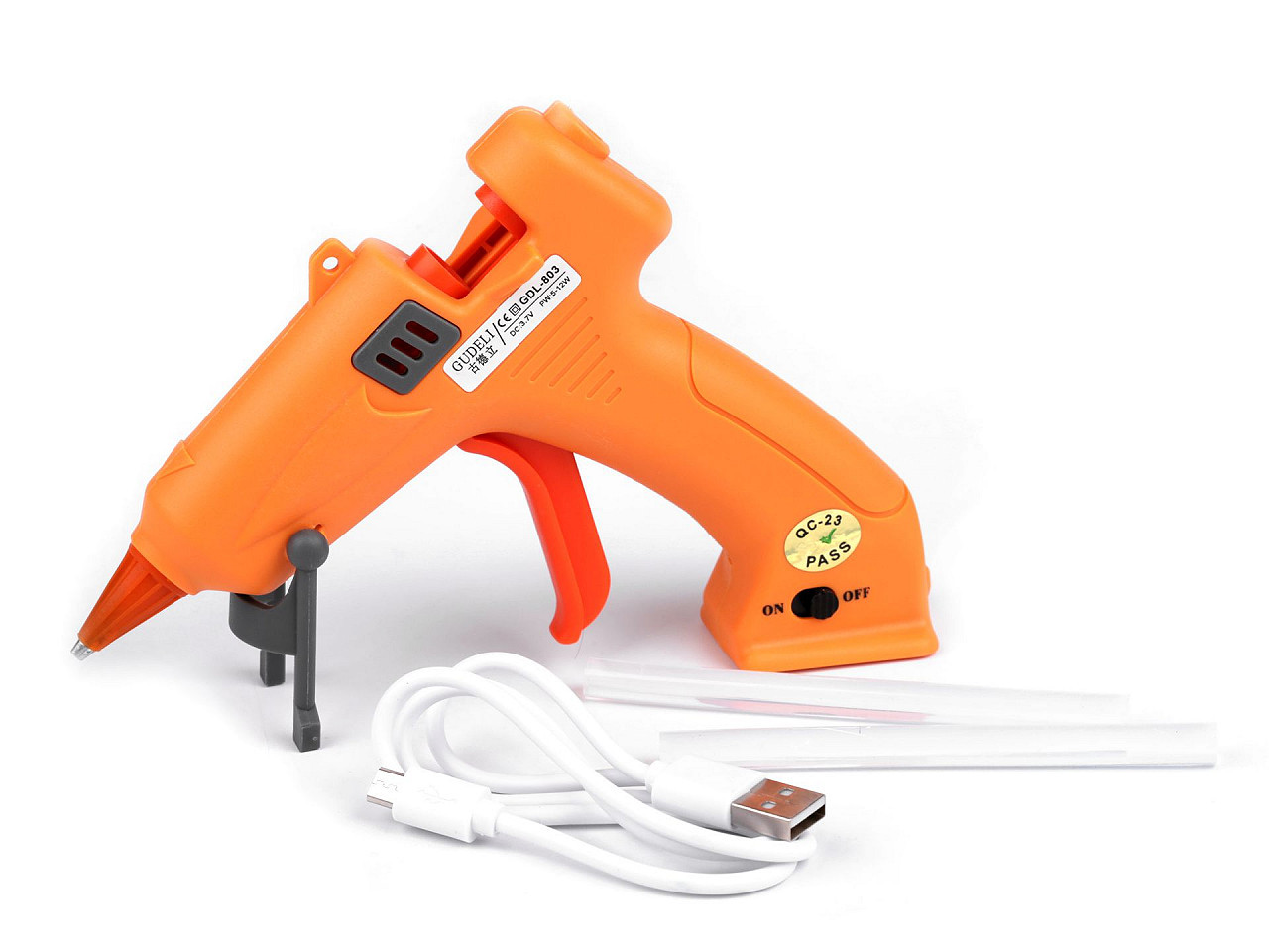 Bezdrátová tavná pistole na lepidlo Ø7 mm, barva oranžová