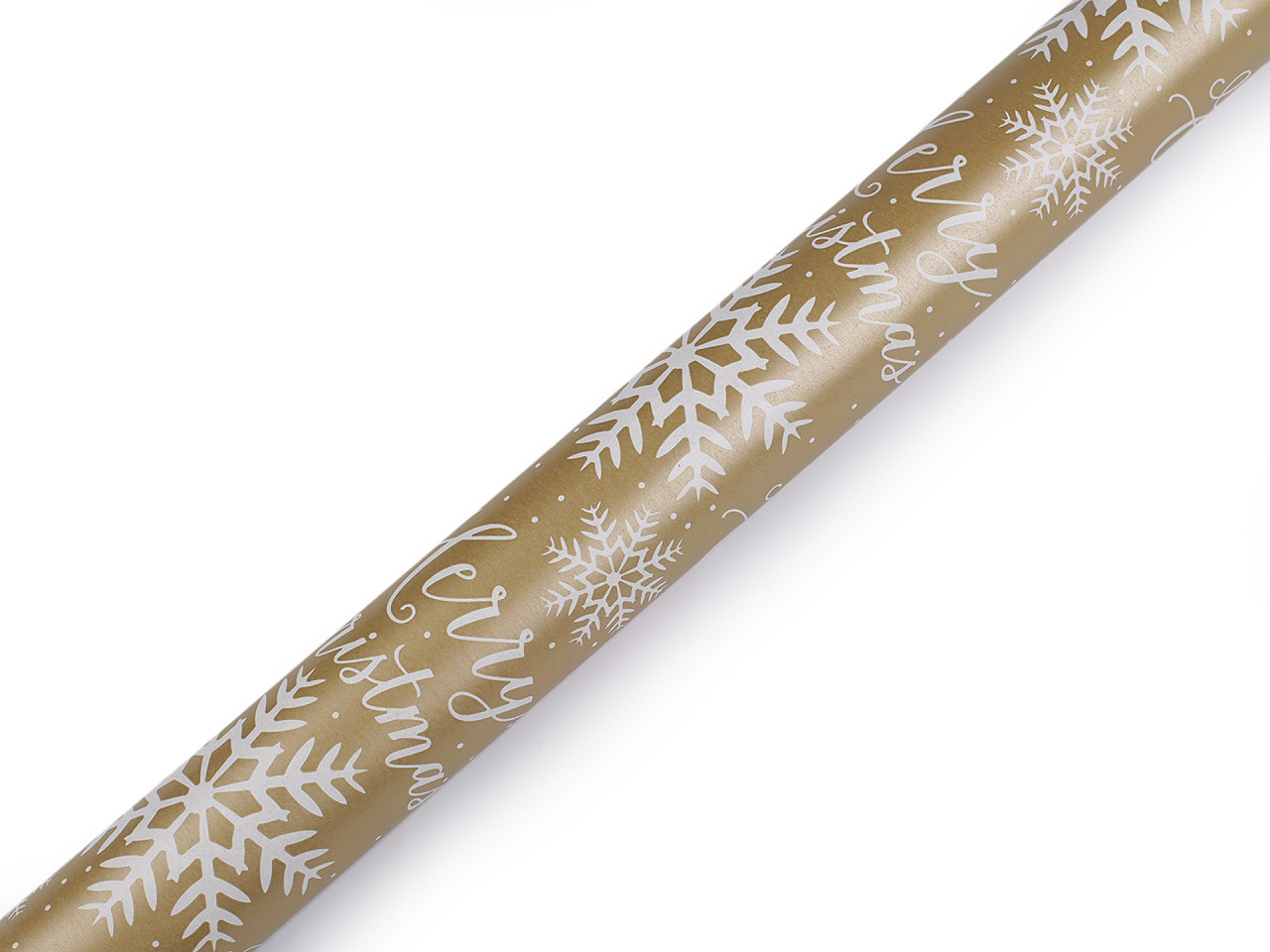 Balicí papír vánoční 0,7x2 m, barva 20 zlatá vločka