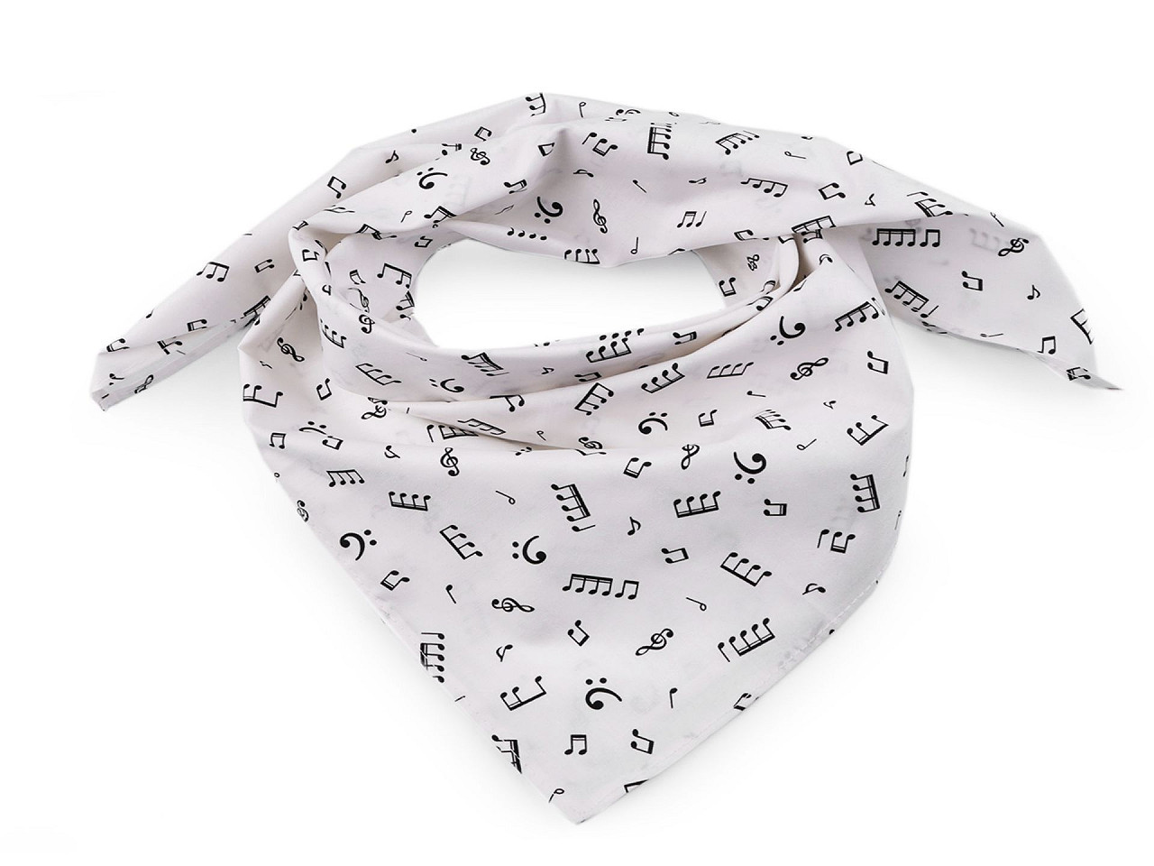 Fotografie Bavlněný šátek noty 65x65 cm, barva 5 (242) bílá
