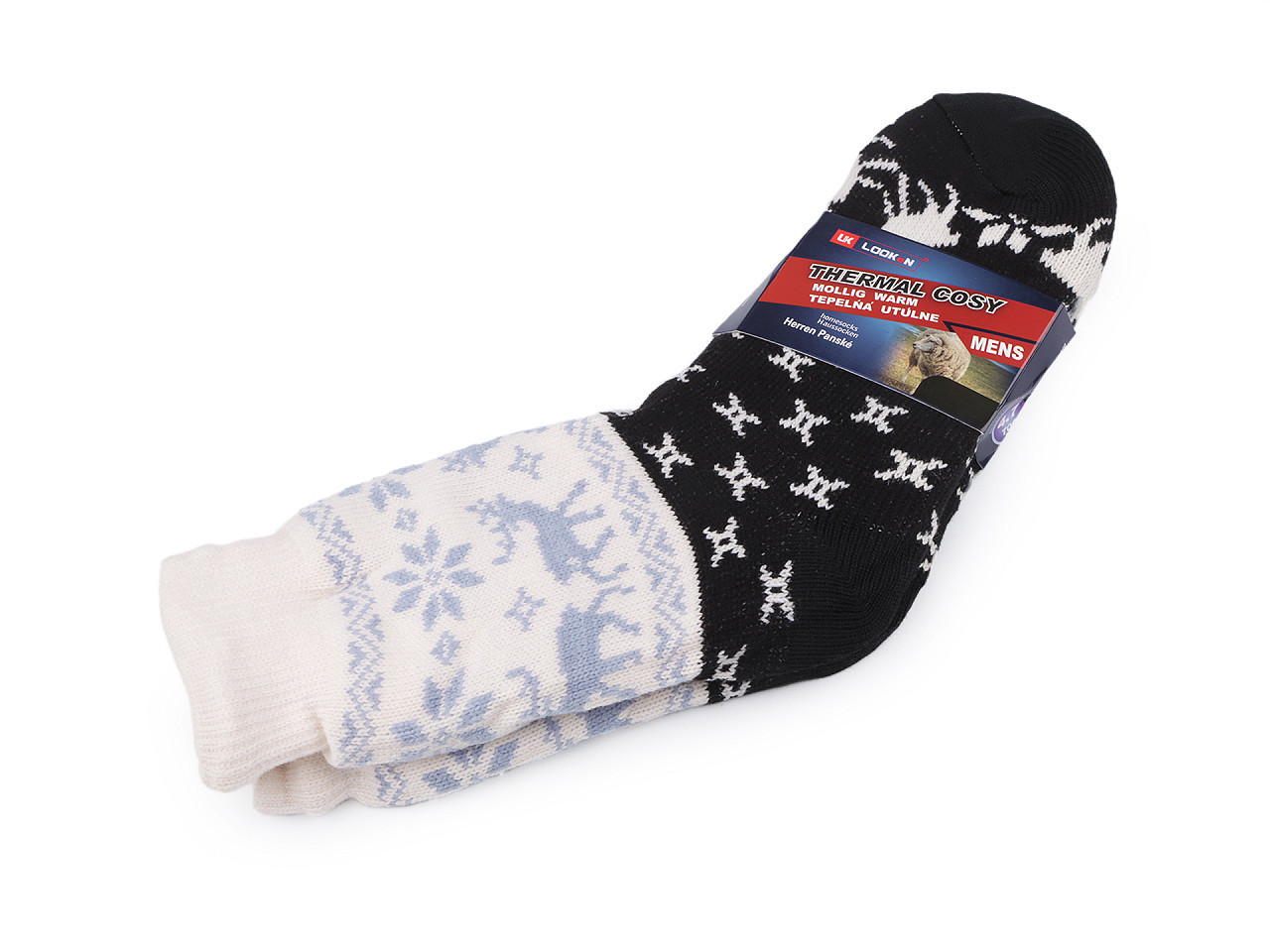Ponožky zimní s kožíškem a protiskluzem, unisex, barva 18 (vel. 39-42) černá