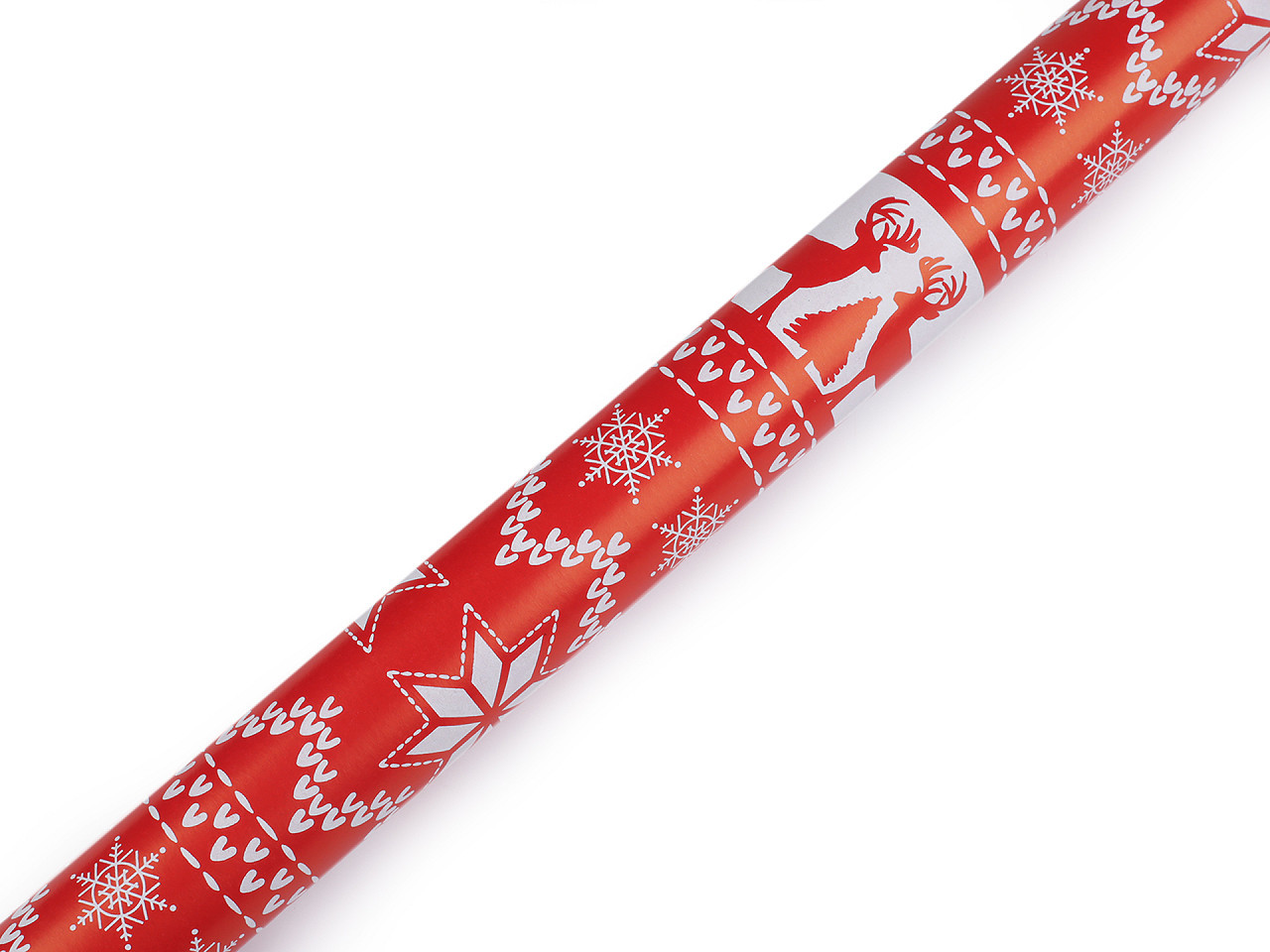 Balicí papír vánoční 0,7x2 m, barva 15 červená hvězdy