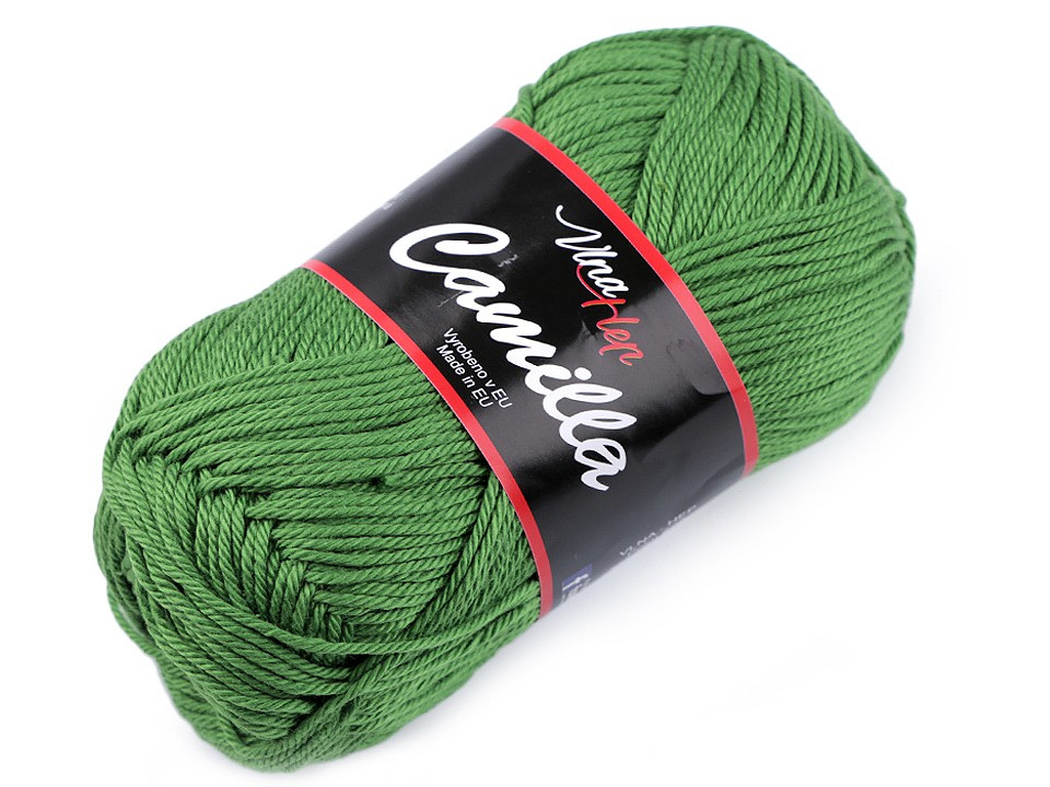 Bavlněná pletací příze Camilla 50 g, barva 17 (8156) zelená trávová