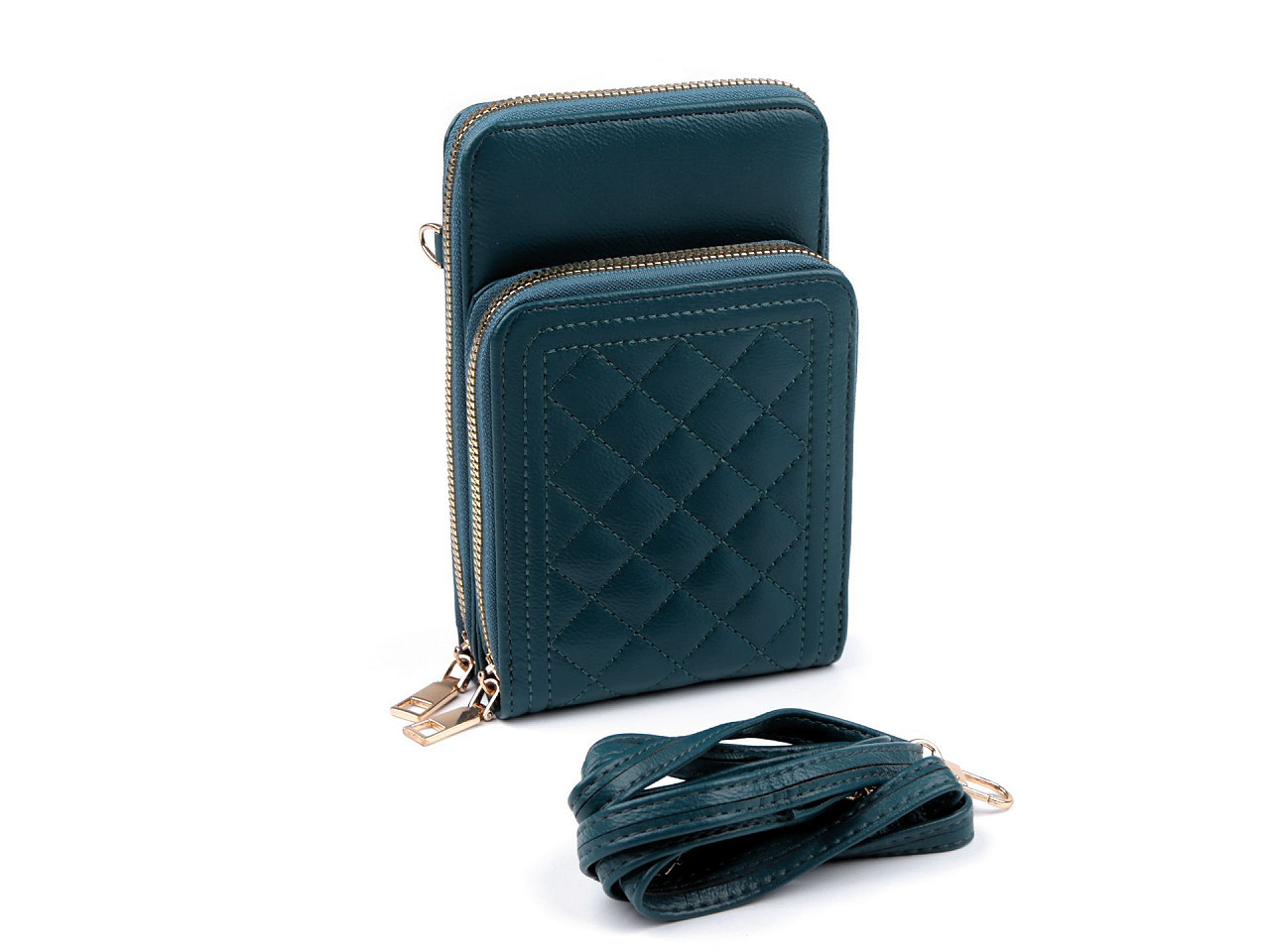 Peněženka s kapsou na mobil přes rameno Crossbody 11x18 cm, barva 9 petrolejová