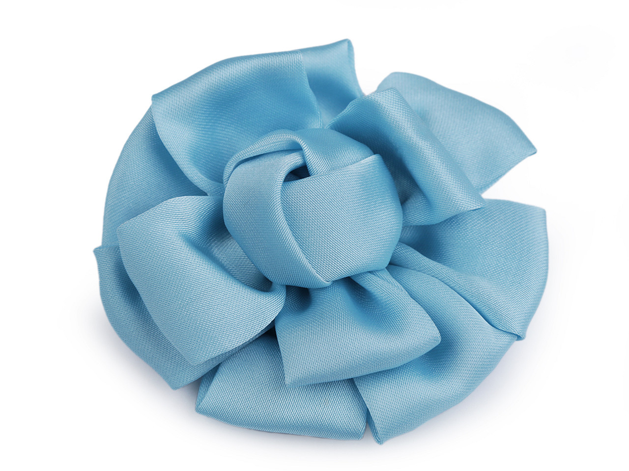 Saténový květ k našití a nalepení Ø6,5 cm, barva 7 modrá pomněnková