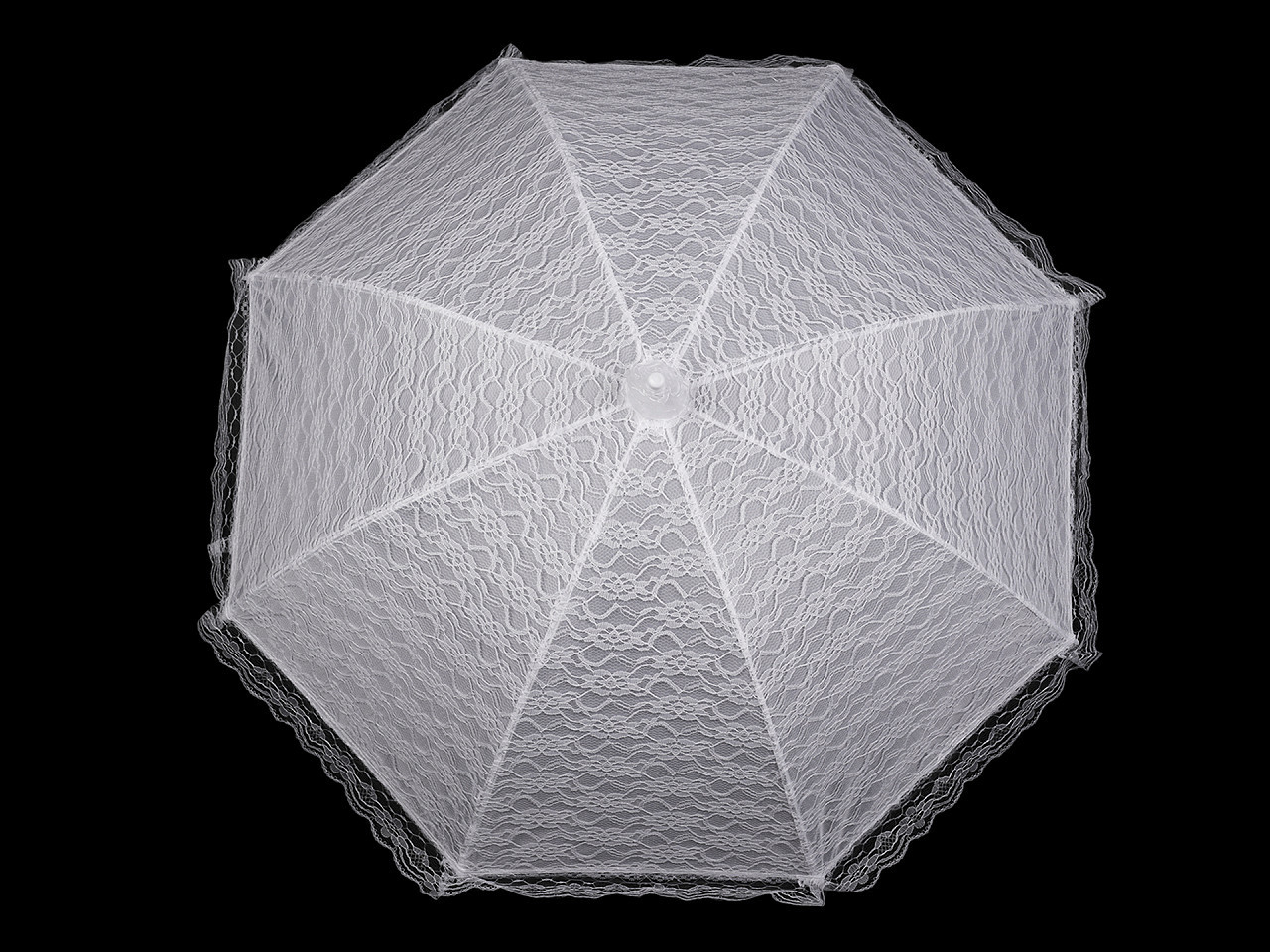 Svatební krajkový vystřelovací deštník, barva bílá
