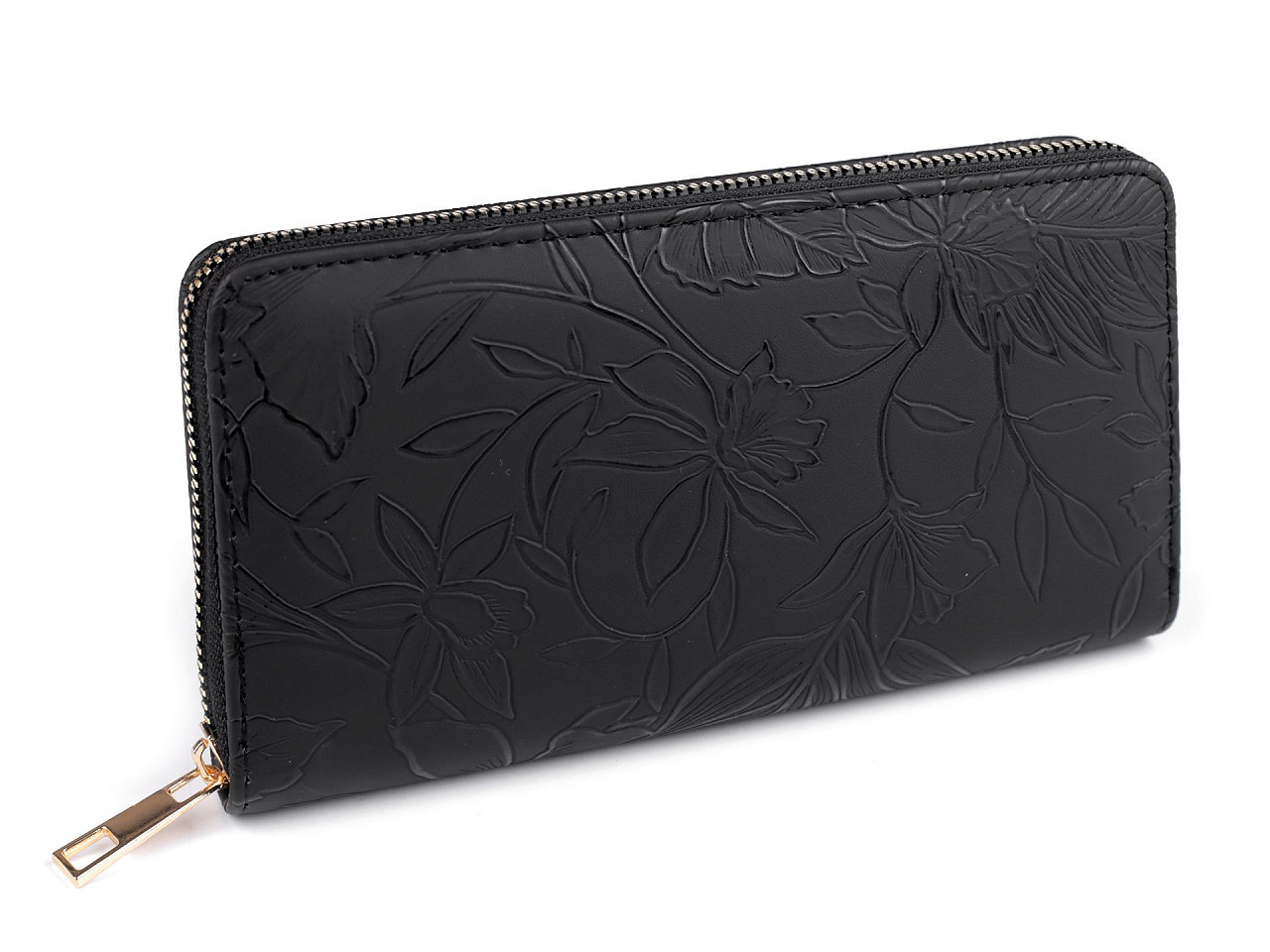 Dámská peněženka 3D květy 9,5x19 cm, barva 2 černá