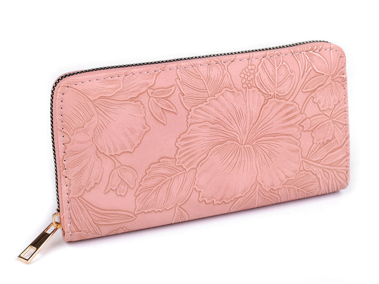 Dámská peněženka 3D květy 9,5x19 cm, barva 1 pudrová