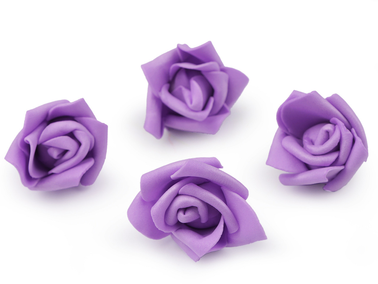 Dekorační pěnová růže Ø4-5 cm, barva 2 fialová lila