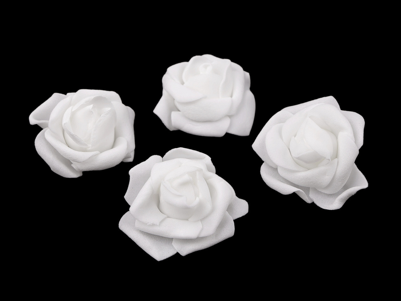 Dekorační pěnová růže Ø4-5 cm, barva 1 bílá