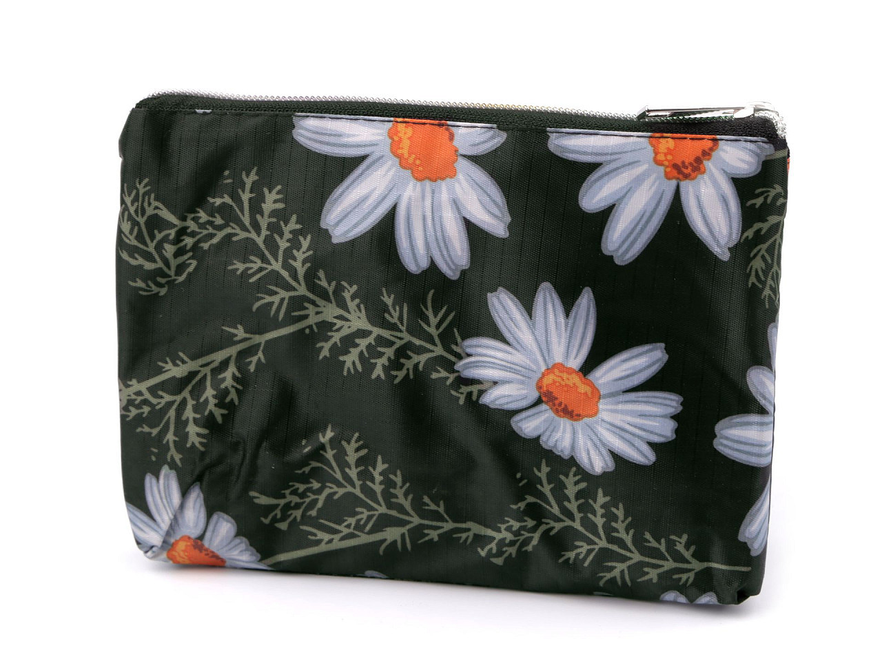 Skládací nákupní taška se zipem 39x40 cm, barva 43 černá květ