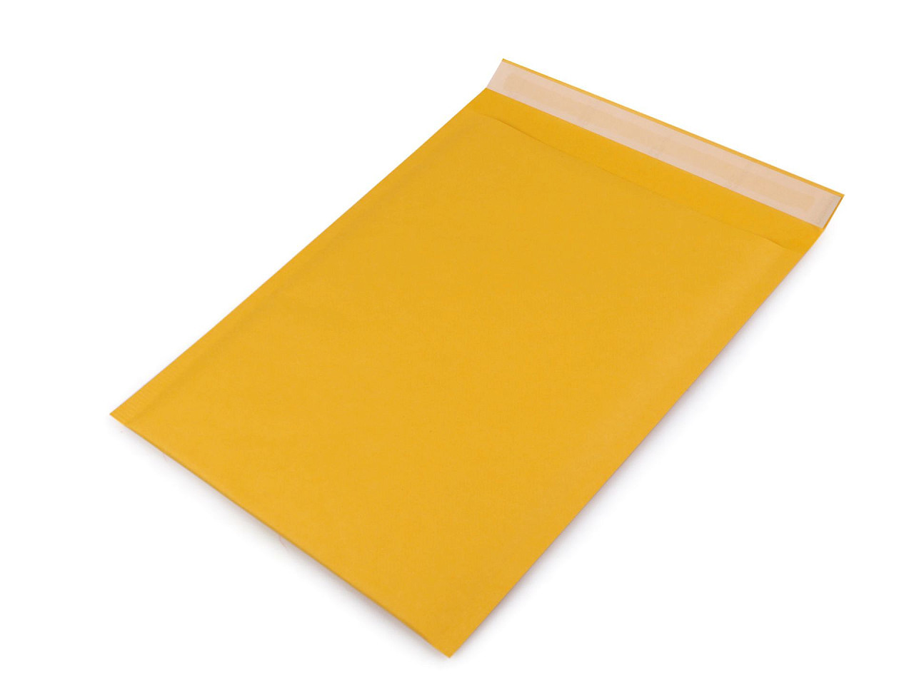 Pevná papírová obálka 19x25 cm s bublinkovou fólií uvnitř, barva žlutá