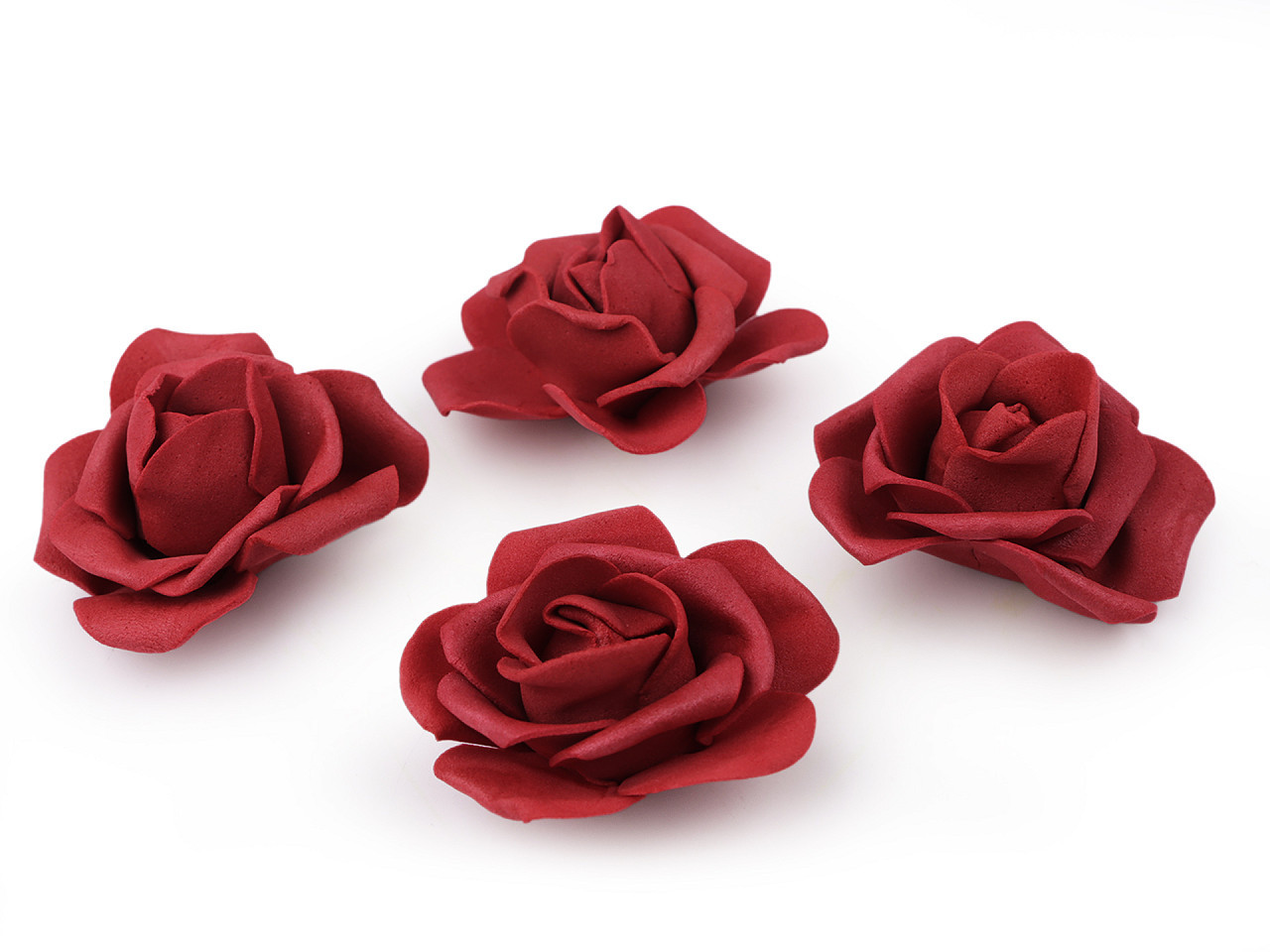 Dekorační pěnová růže Ø4-5 cm, barva 3 červená