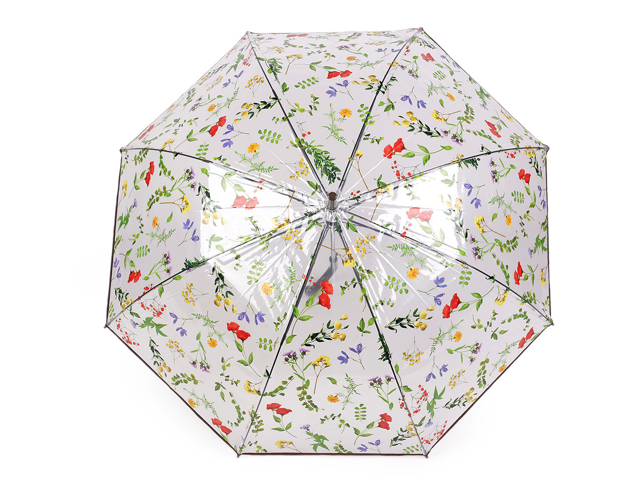 Dámský / dívčí průhledný vystřelovací deštník luční květy, barva 3 béžová tmavá