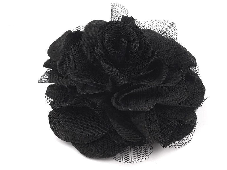 Brož / ozdoba růže Ø9 cm, barva 3 černá