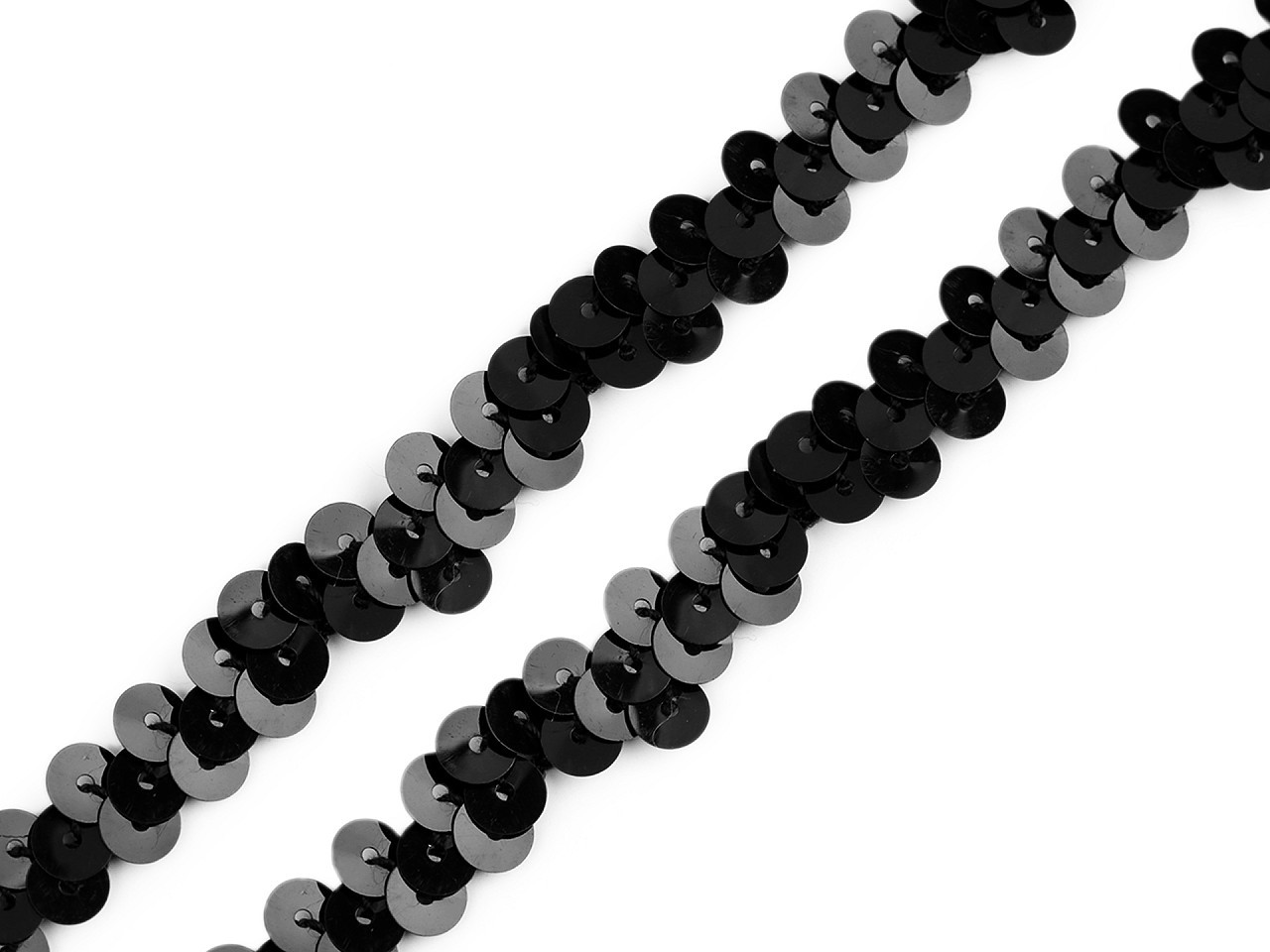 Flitrový prýmek šíře 10 mm elastický, barva 4 černá