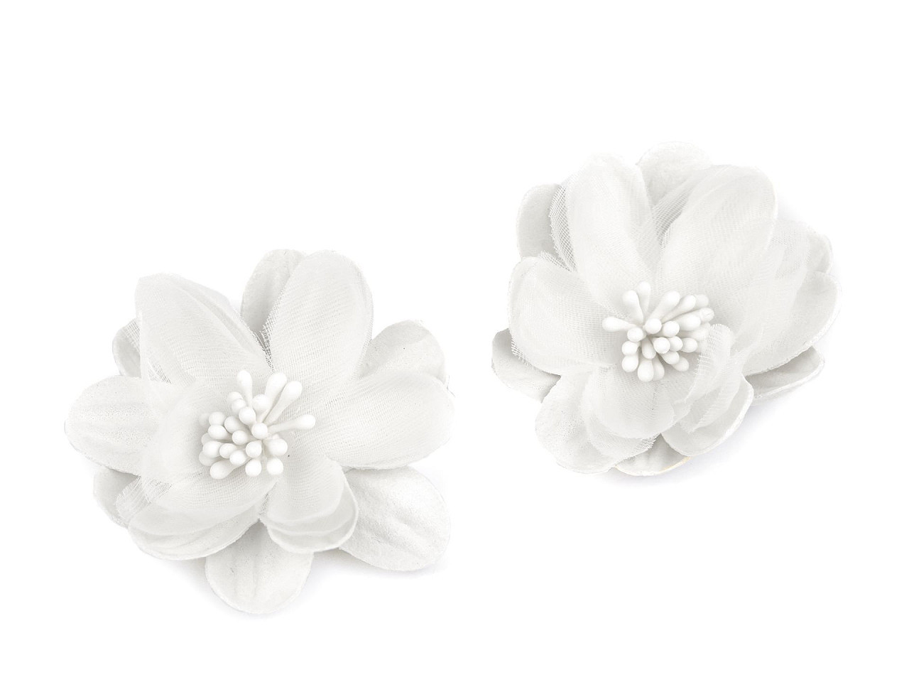 Textilní květ k nalepení Ø5 cm, barva 1 (Ø5 cm) bílá mléčná