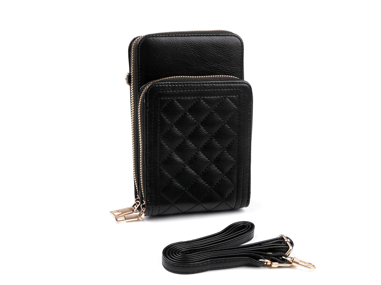 Peněženka s kapsou na mobil přes rameno Crossbody 11x18 cm, barva 11 černá