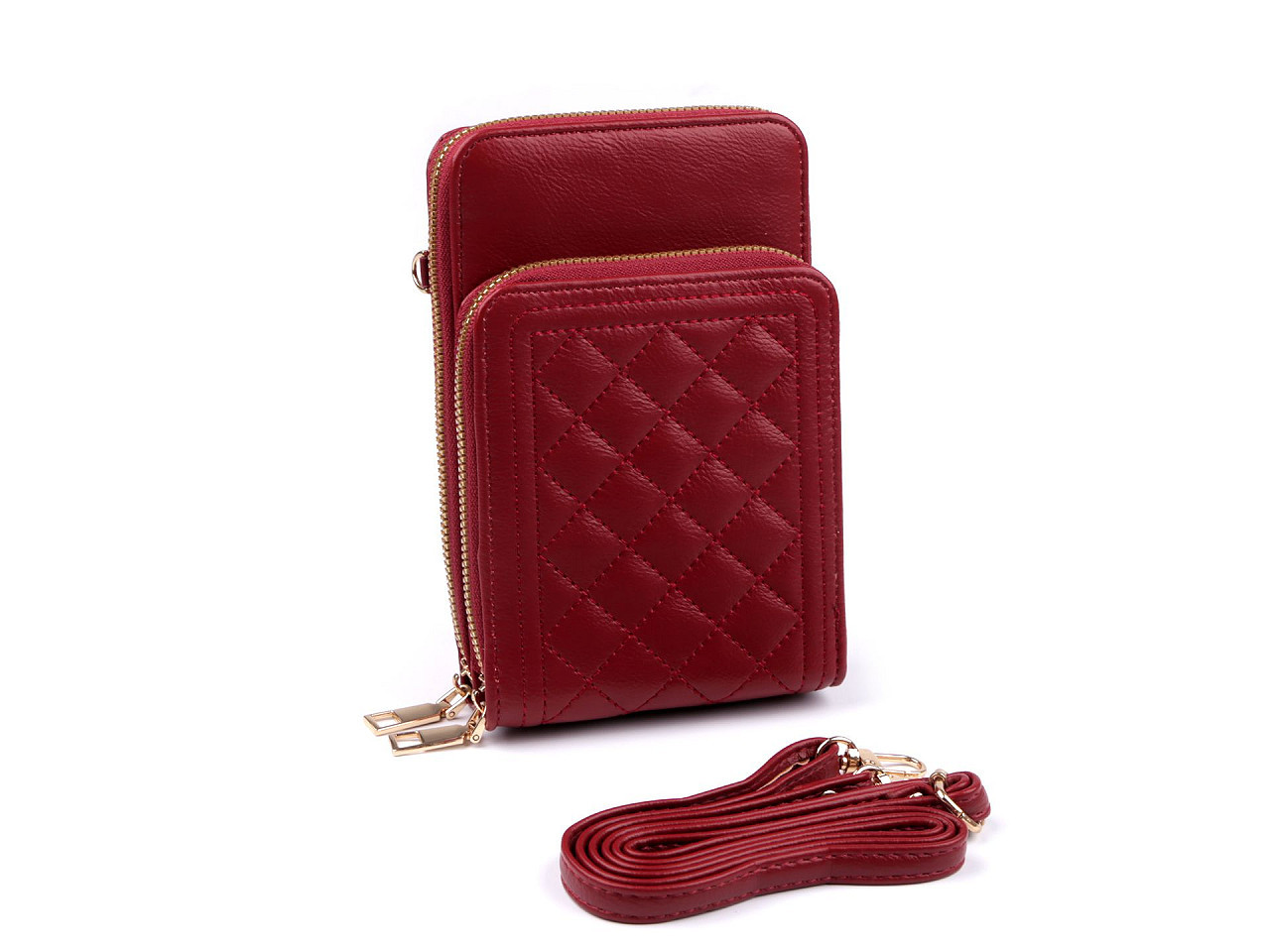 Peněženka s kapsou na mobil přes rameno Crossbody 11x18 cm, barva 8 červená