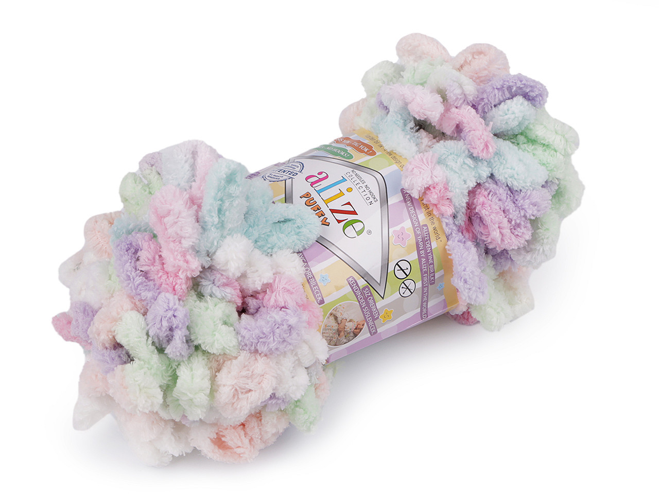 Pletací příze Alize Puffy color 100 g, barva 24 (6526) růžová sv.