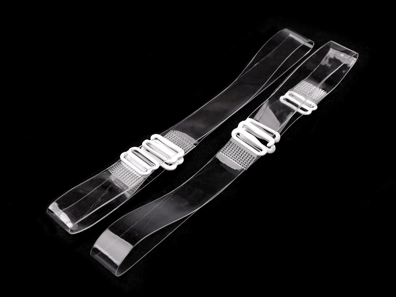 Ramínka silikonová šíře 10 mm; 15 mm s kovovým zapínáním, barva 3 (15 mm) transparent bílá