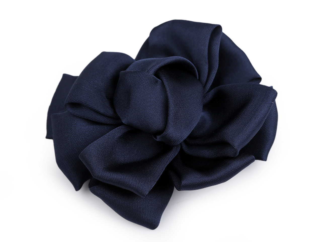 Saténový květ k našití a nalepení Ø6,5 cm, barva 10 modrá tmavá