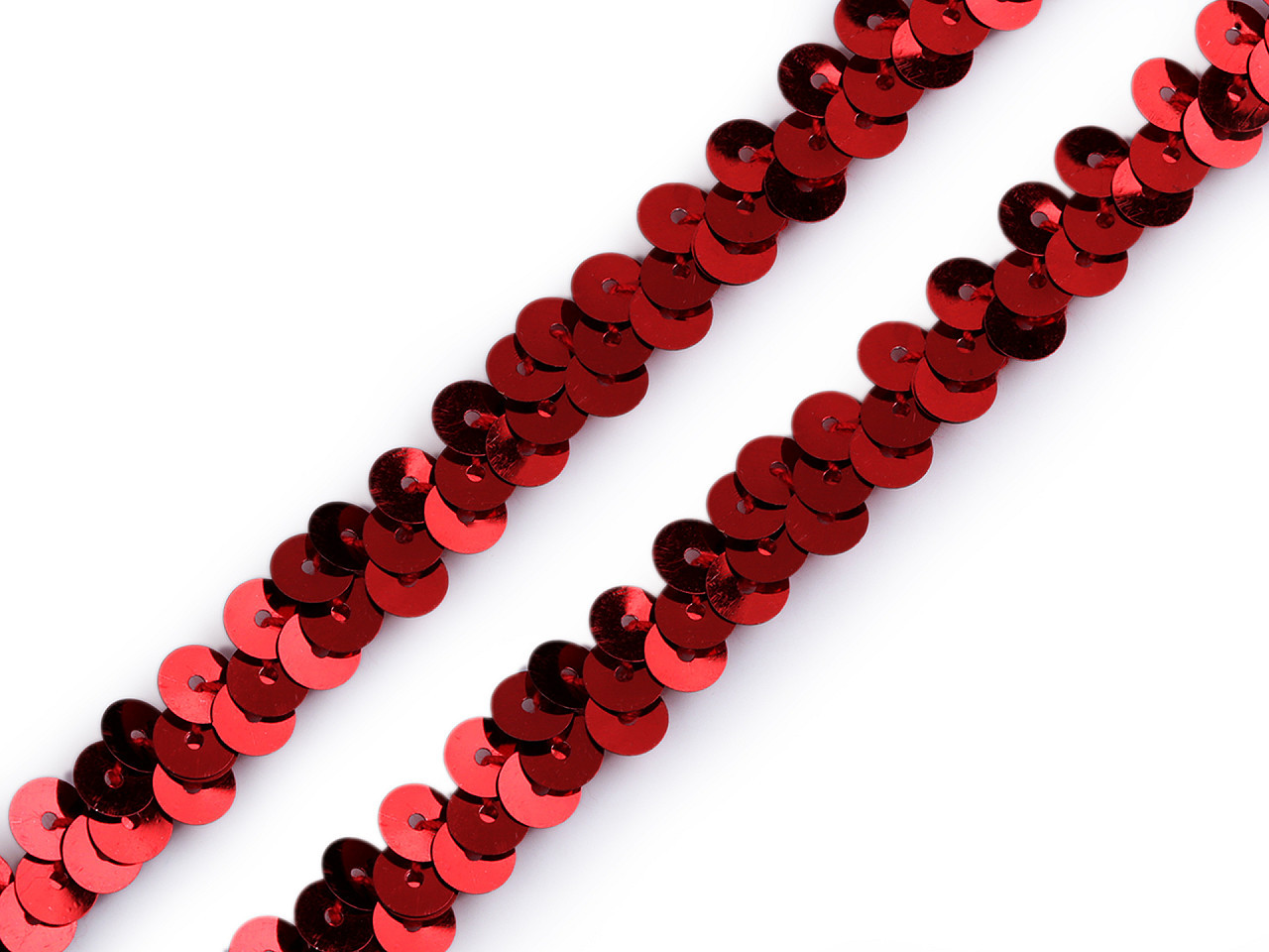 Flitrový prýmek šíře 10 mm elastický, barva 3 červená