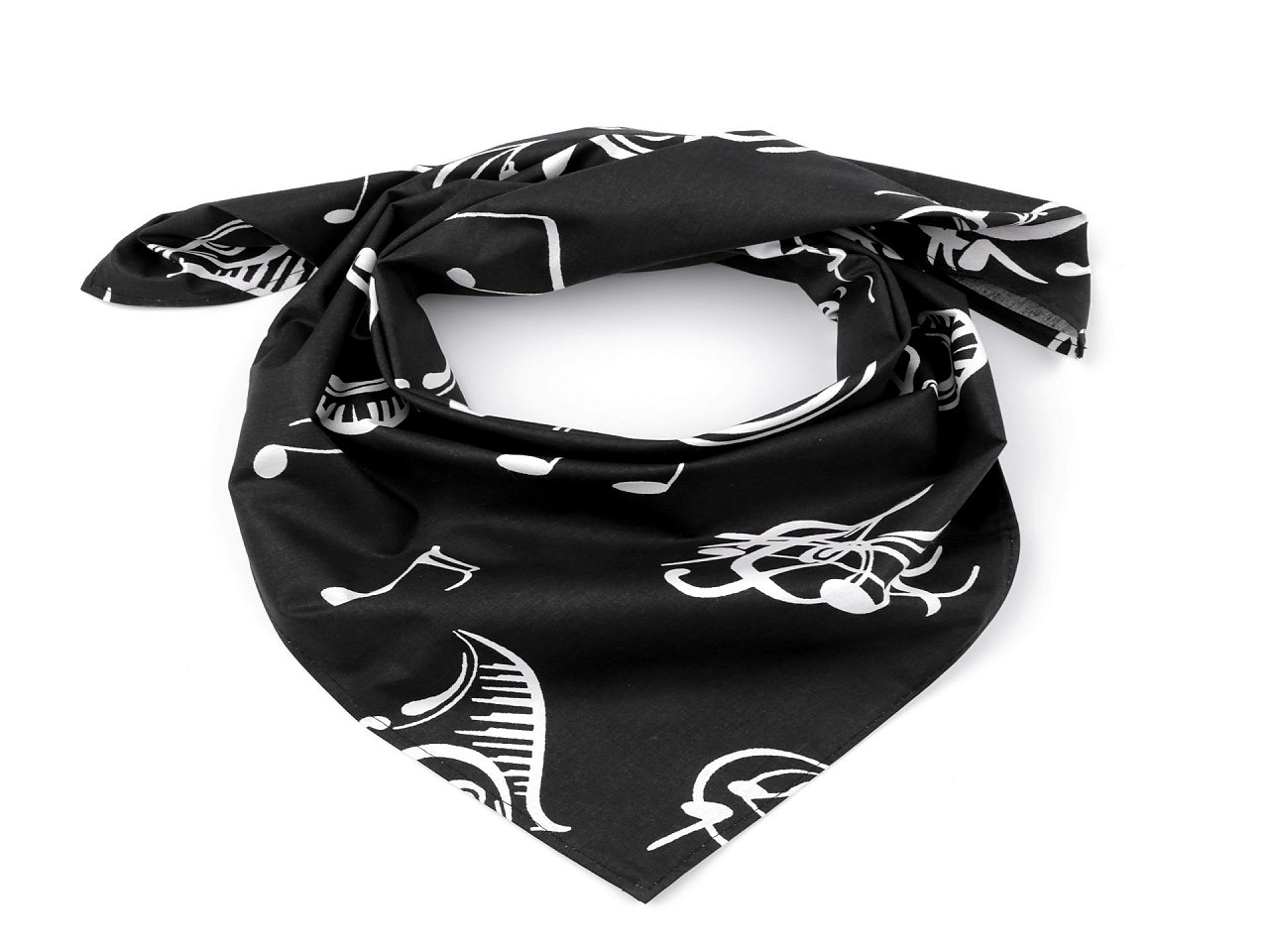 Bavlněný šátek noty 65x65 cm, barva 6 (243) černá