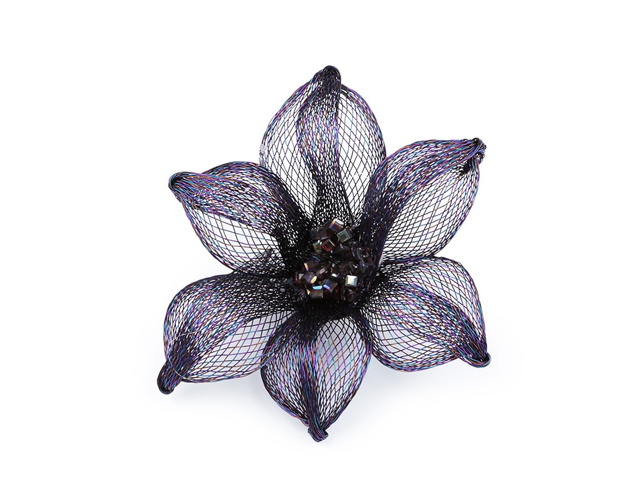 Brož kovová s broušenými kamínky Ø7,5 cm, barva 2 fialová temná