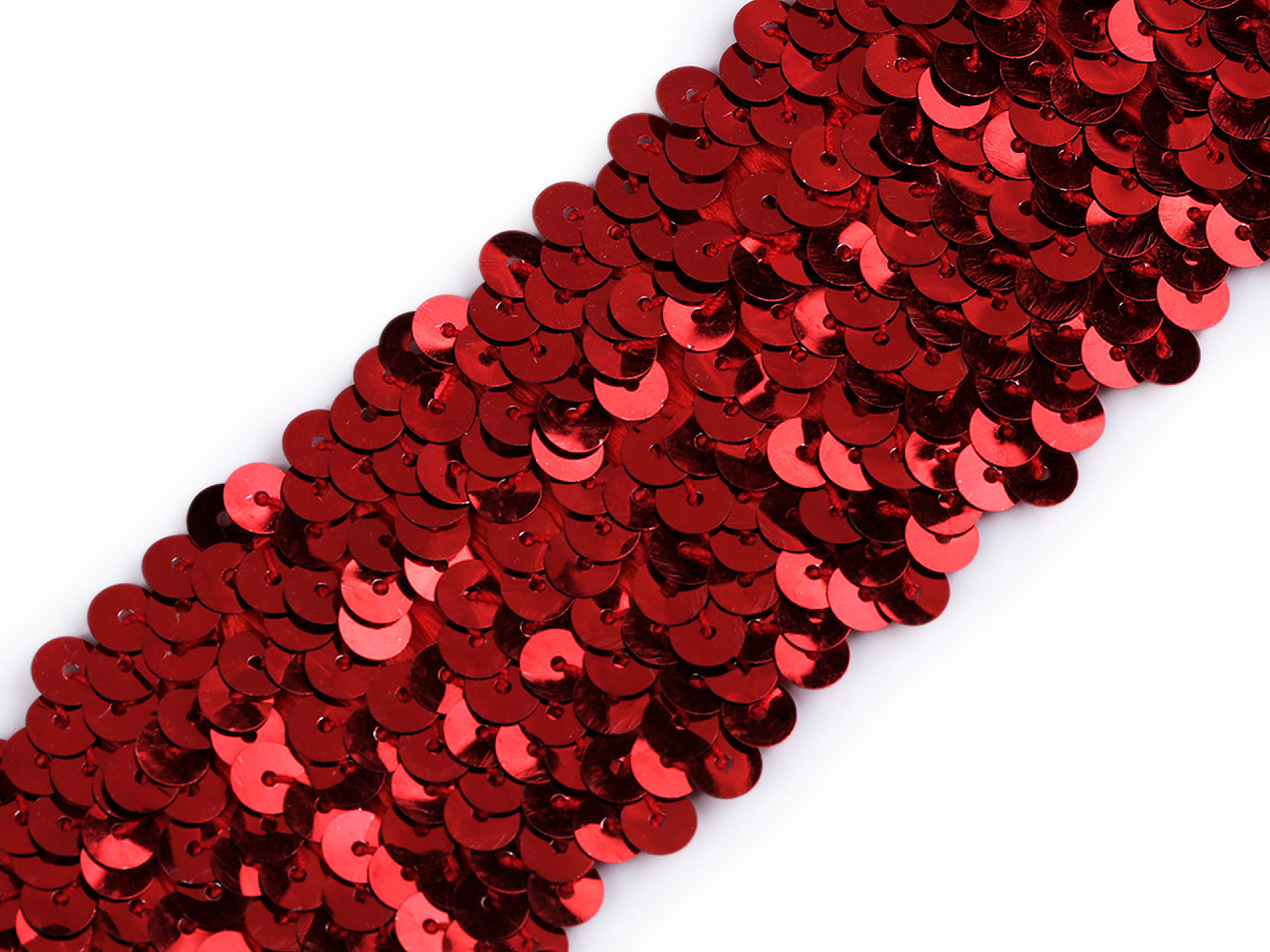 Flitrový prýmek šíře 45 mm elastický, barva 2 červená