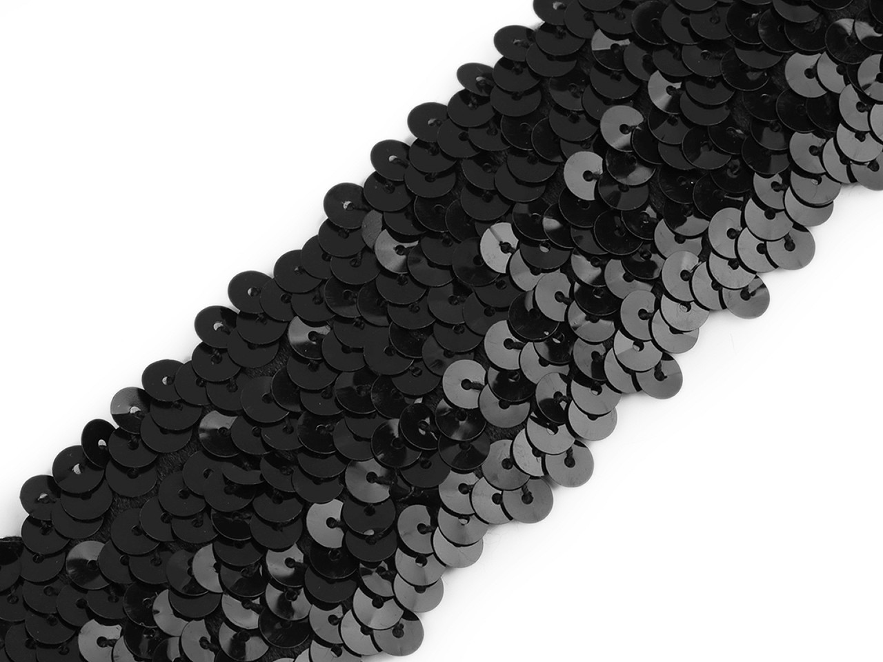 Flitrový prýmek šíře 45 mm elastický, barva 5 černá