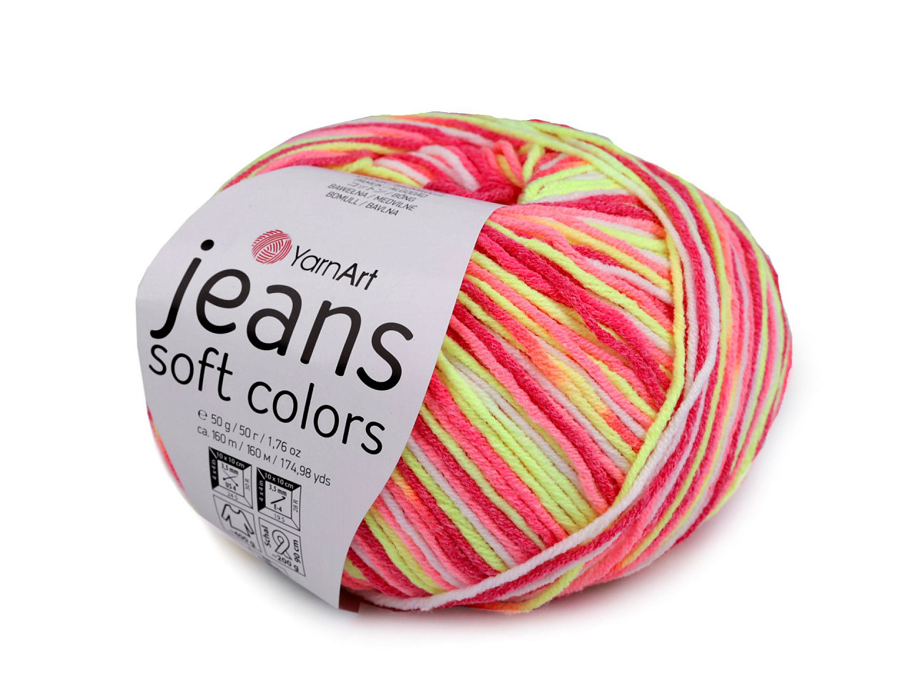 Pletací příze Jeans Soft Color 50 g, barva 4 (61214) růžová malinová