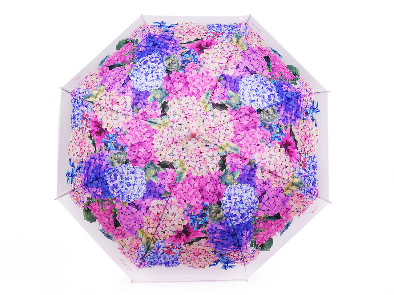 Dámský vystřelovací deštník hortenzie, barva 2 růžová sv.
